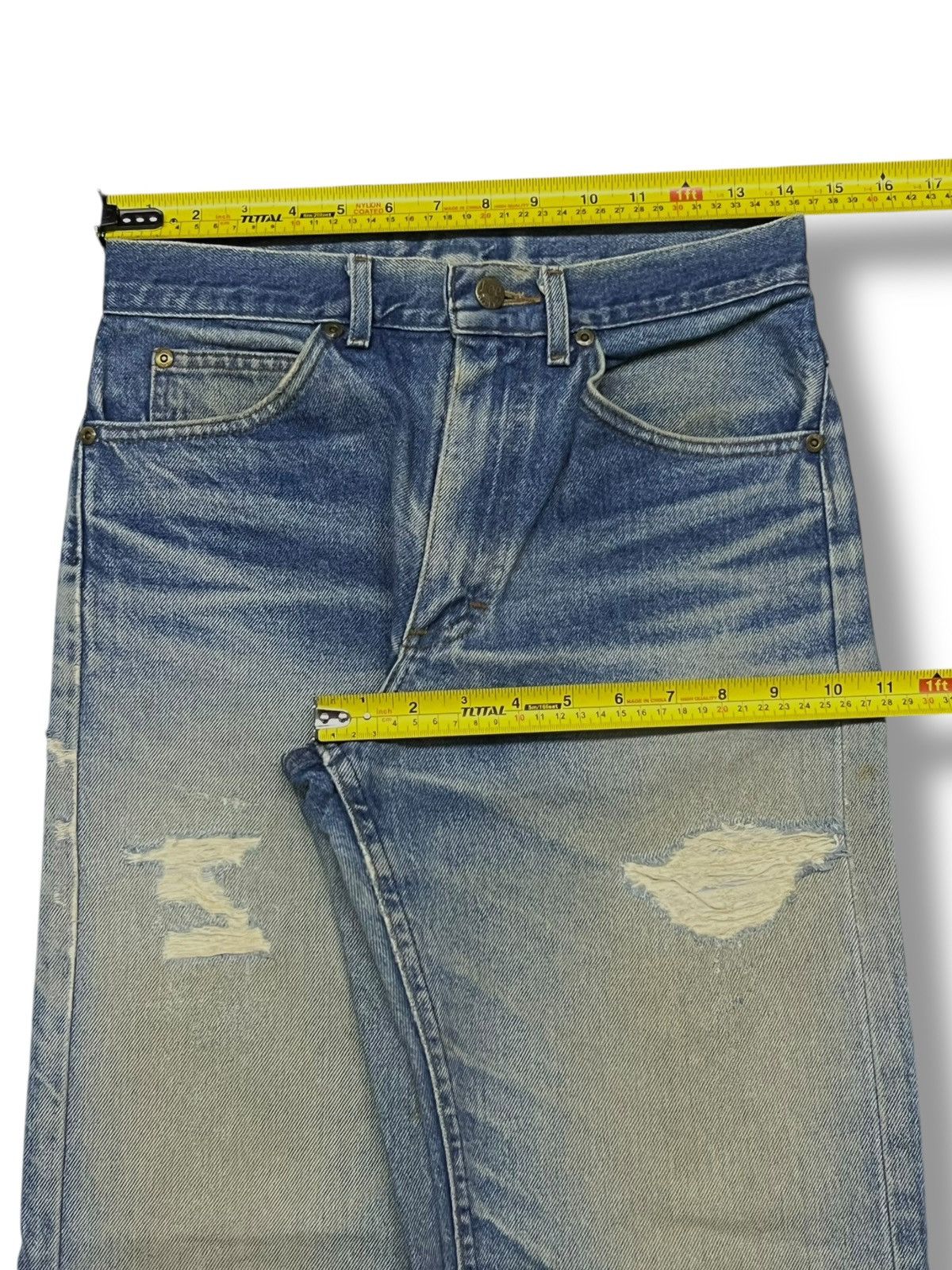 Lee Vintage 80s Lee Riders USA - Faded Wash, Distressed Denim Size US 28 / EU 44 - 17 Thumbnail