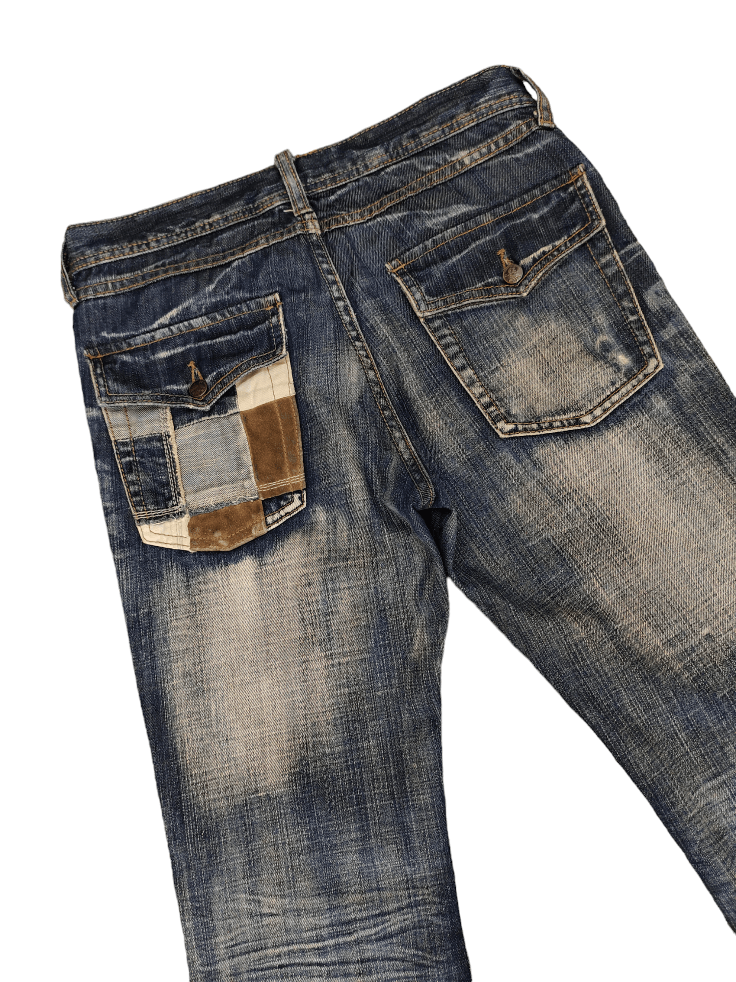 If Six Was Nine Flare Jean Different Rupert Leather Patchwork Pocket Bootcut Size US 30 / EU 46 - 6 Thumbnail