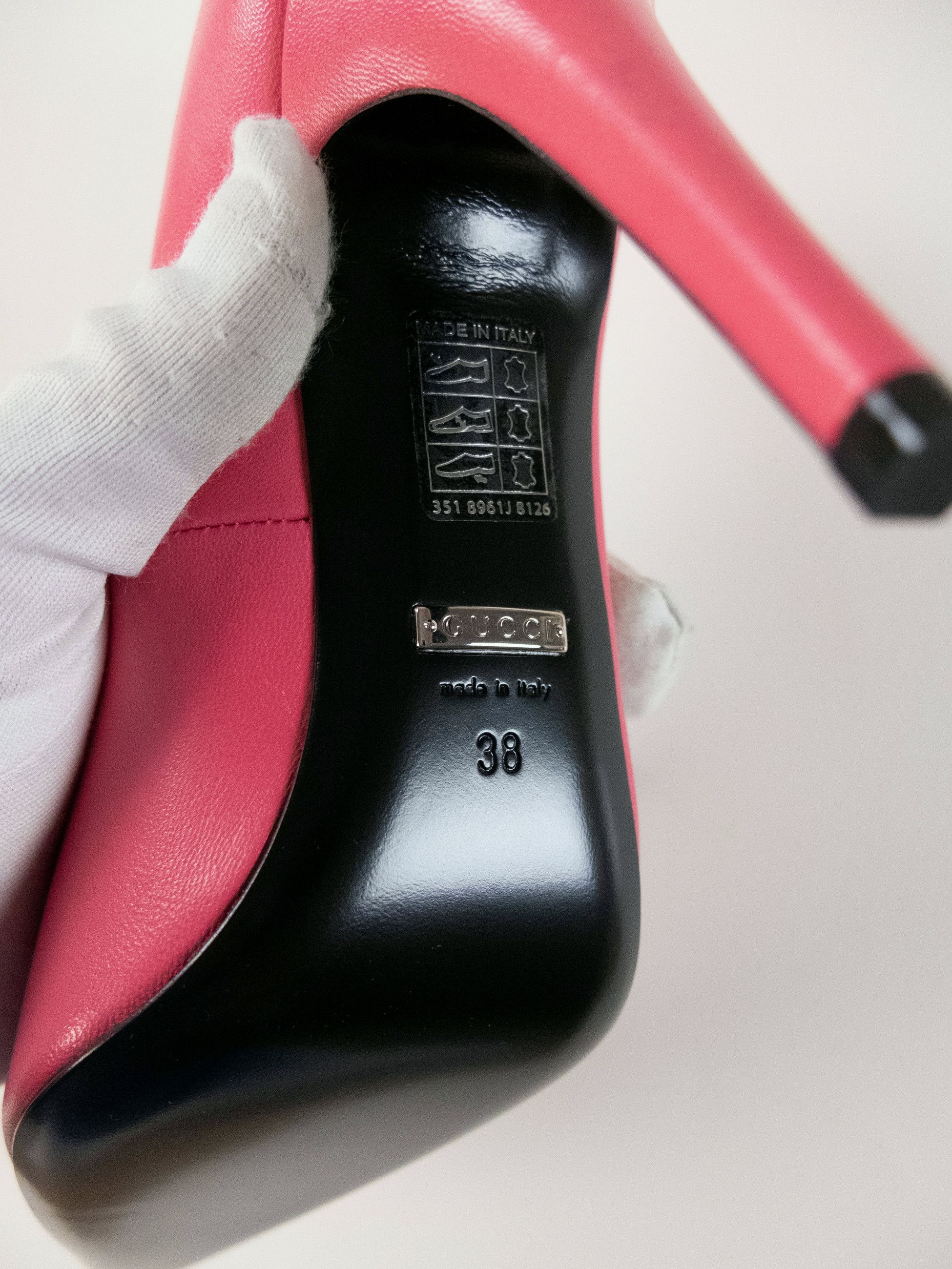 Gucci GUCCI Malaga rhodamine pink leather high heel pumps 38 Size US 8 / IT 38 - 8 Thumbnail