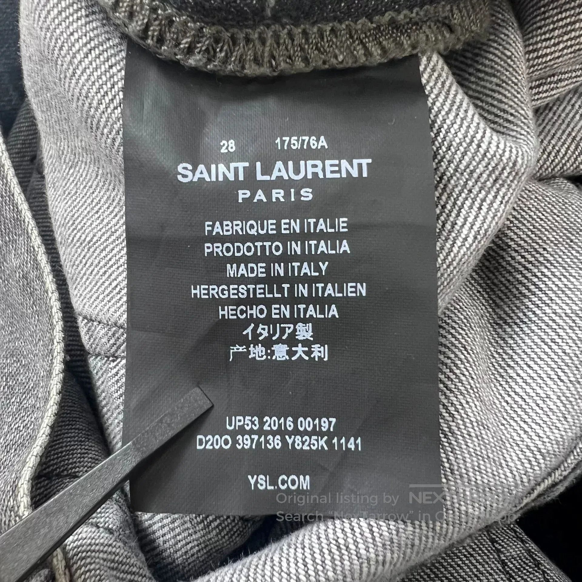 Saint Laurent Paris Saint Laurent Gray Denim Pants SLP16FW. Size US 28 / EU 44 - 5 Thumbnail