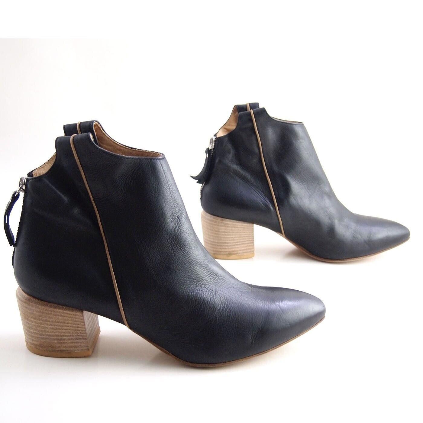 VIC MATI Vic Matie Ankle Boots Black Leather Womens US 11 EU 41 Size US 11 / IT 41 - 4 Thumbnail