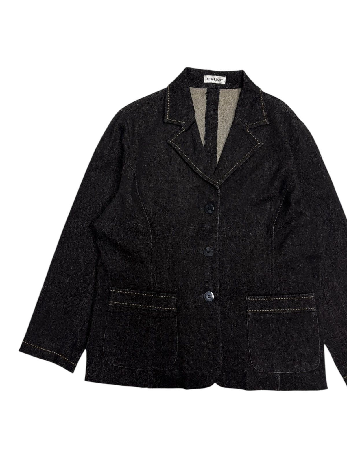 If Six Was Nine × Japanese Brand × Le Grande Bleu (L.G.B.) RARE❤️‍🔥TOKYO NUDY BEAUTY BLACK DENIM BLAZER JACKET 3 BUTTON Size US M / EU 48-50 / 2 - 8 Thumbnail