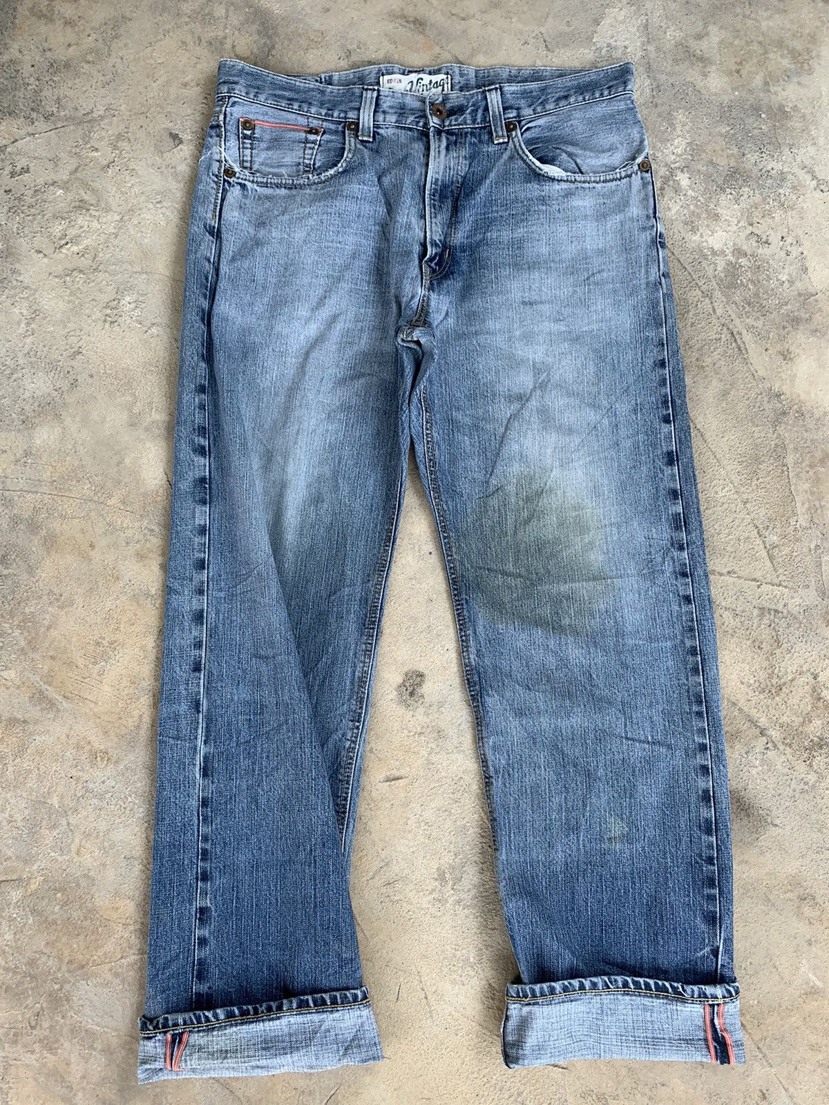 Edwin × Vintage Edwin 505V Selvedge Distressed Denim Size US 37 - 4 Thumbnail