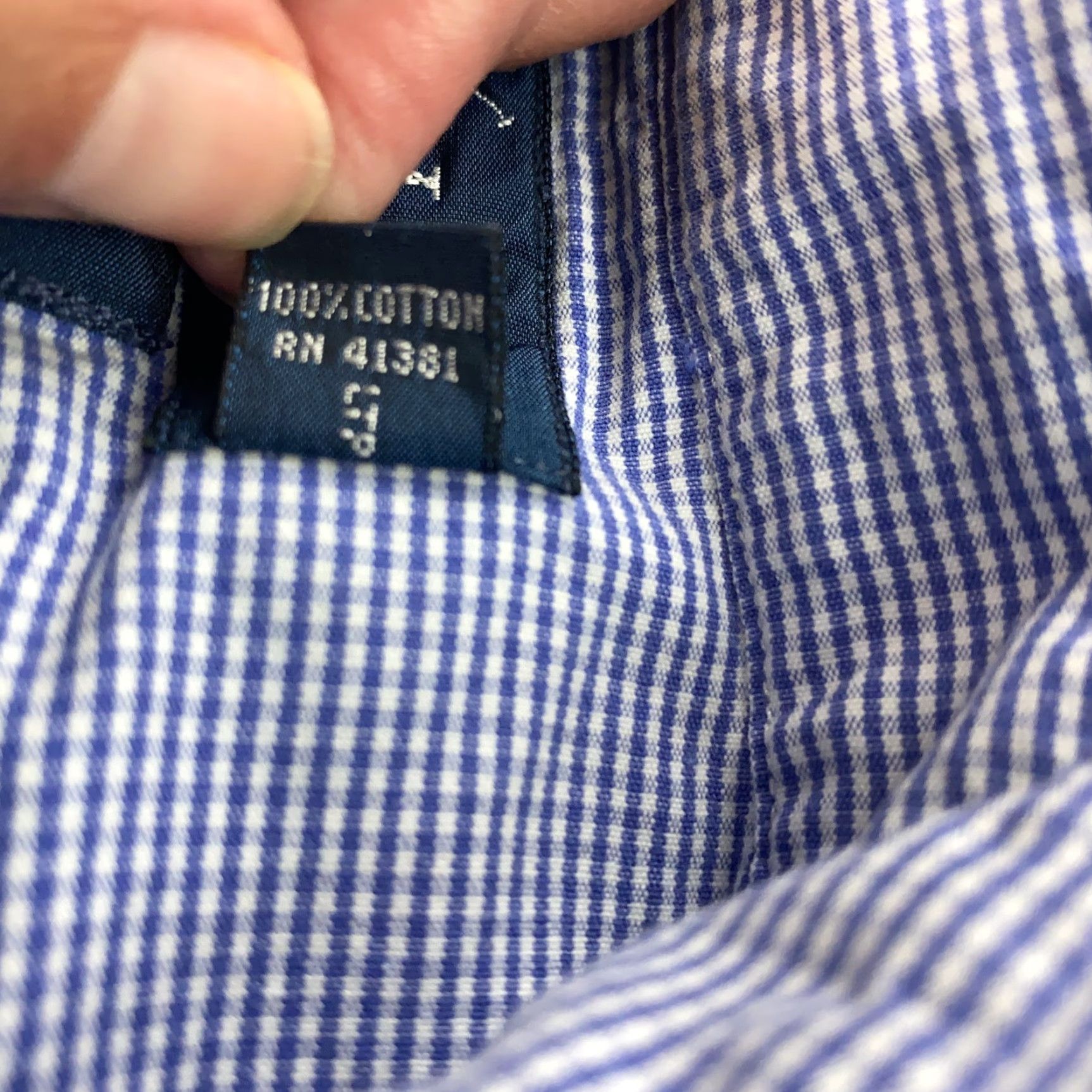 Ralph Lauren VINTAGE Ralph Lauren Shirt Mens Large Long Sleeve Cotton Gingham Blue White Classic Fit 90s Preppy Polo Pony Size US L / EU 52-54 / 3 - 6 Thumbnail