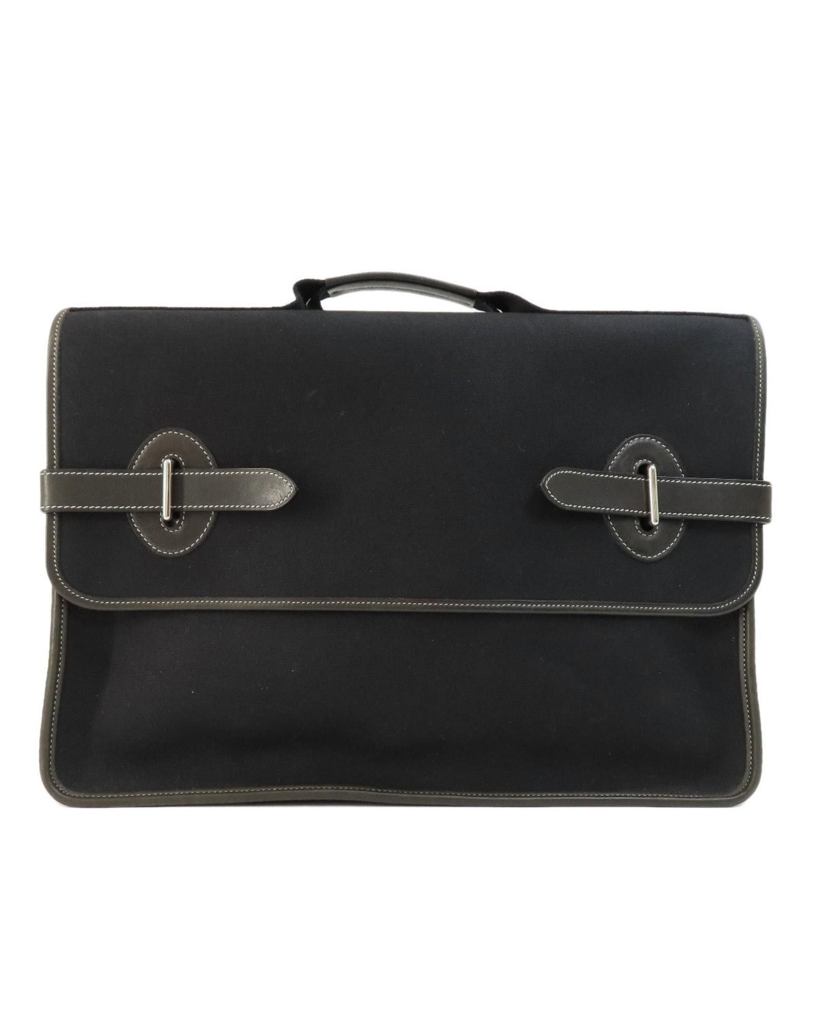 image of Hermes Elegant And Versatile Black Leather Handbag, Women's