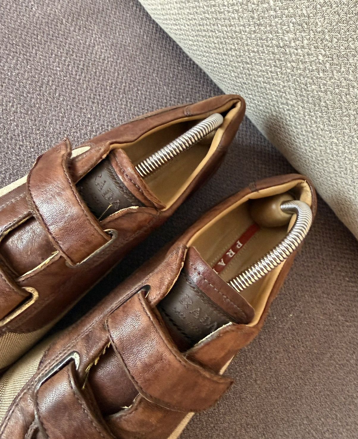 Prada Prada Velcro Vintage Leather Men’s Brown Shoes Size 8 Size US 8 / EU 41 - 8 Thumbnail