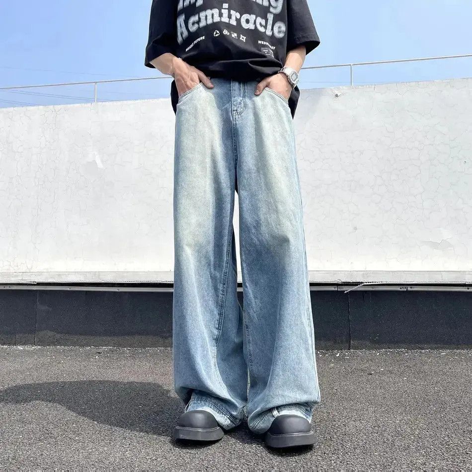 Japanese Brand Retro loose straight leg inverted jeans Size US 32 / EU 48 - 6 Thumbnail