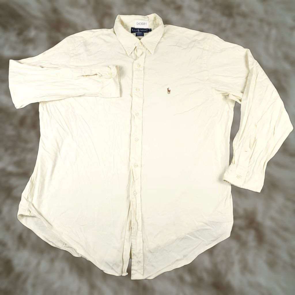 Ralph Lauren Ralph Lauren Dress Shirt Mens 17 Yellow Long Sleeve Button-Down Regular Fit Size 46R - 1 Thumbnail
