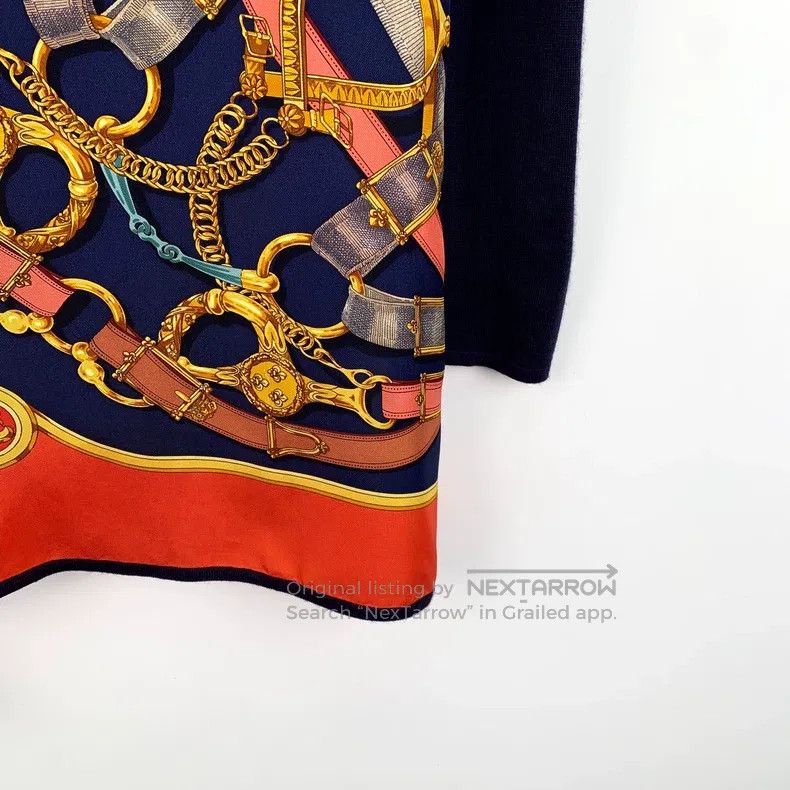 Hermes Hermes Color Block Chain Buckle Printed Silk Round Neck Lo Size XXS / US 00 / IT 34 - 5 Thumbnail