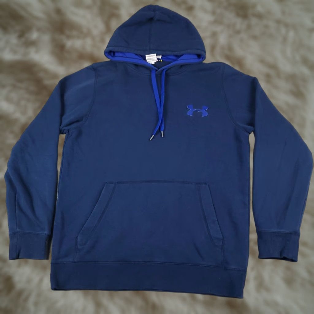 Under Armour VINTAGE Under Armour Hoodie Pullover Mens Medium Blue Fleece Logo Sports Casual Size US M / EU 48-50 / 2 - 1 Thumbnail