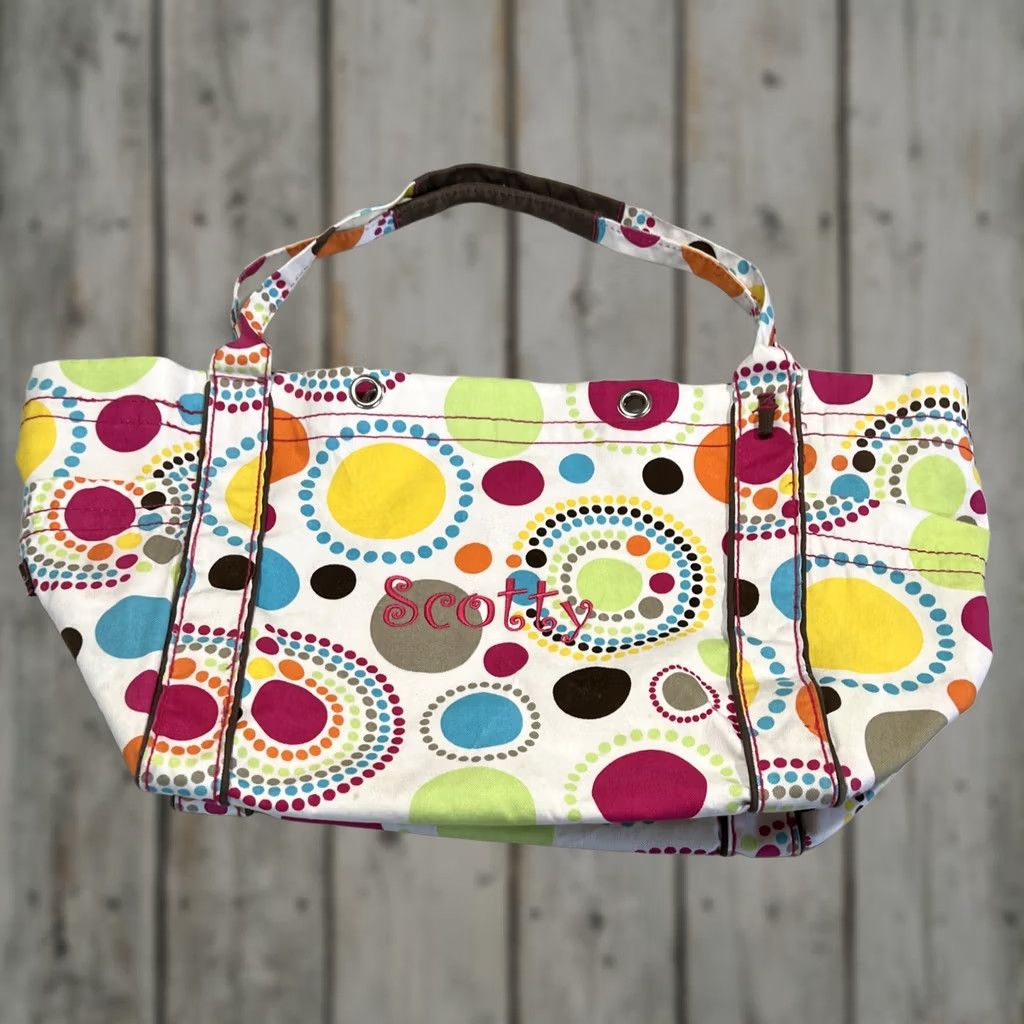 Gloverall Thirty-One Canvas Tote Bag polka dot All Over Large Embroidered “Scotty” 14”x12” Size ONE SIZE - 1 Thumbnail