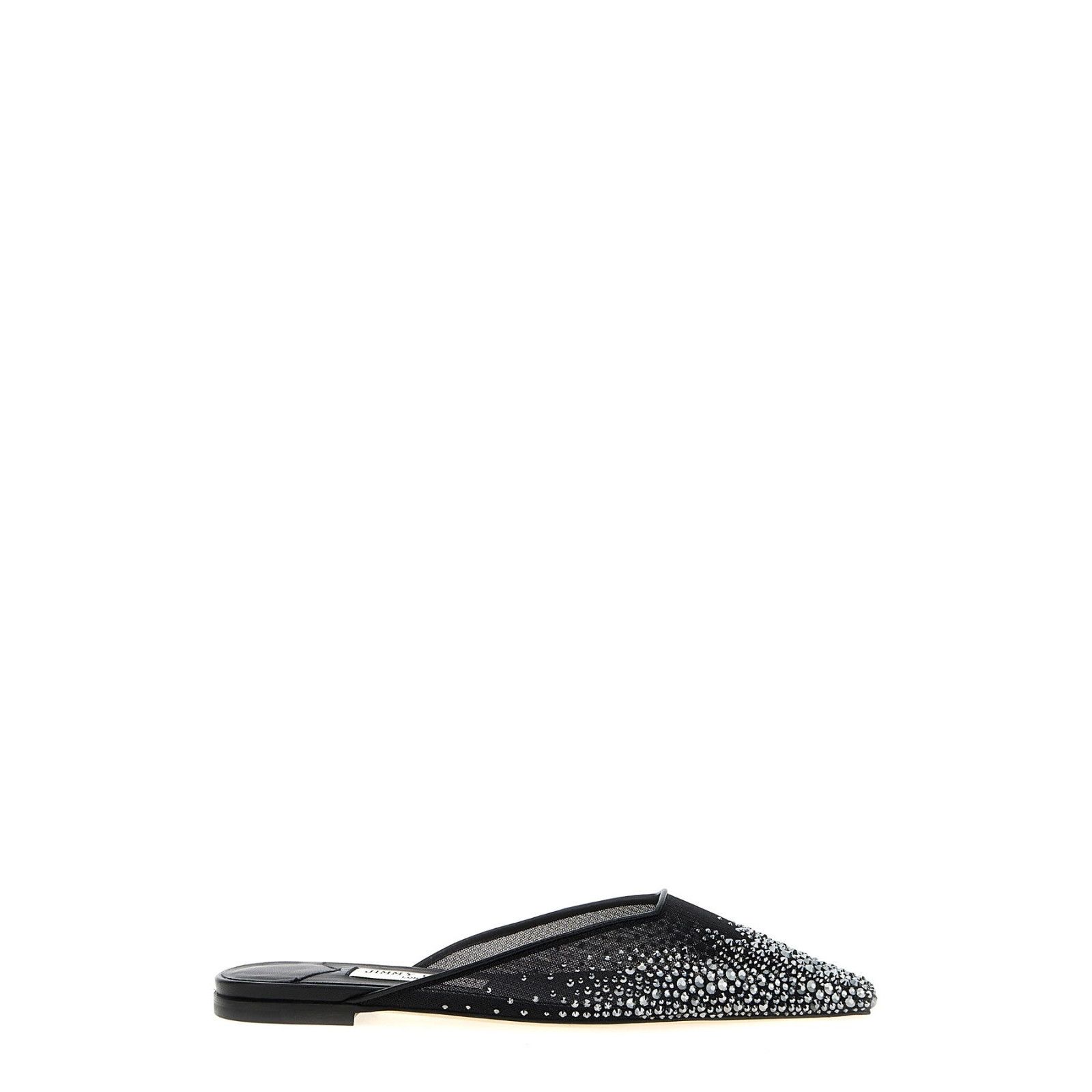 JIMMY CHOO Vivi Crystal Jewel Black Mesh Mule Sabots New & A