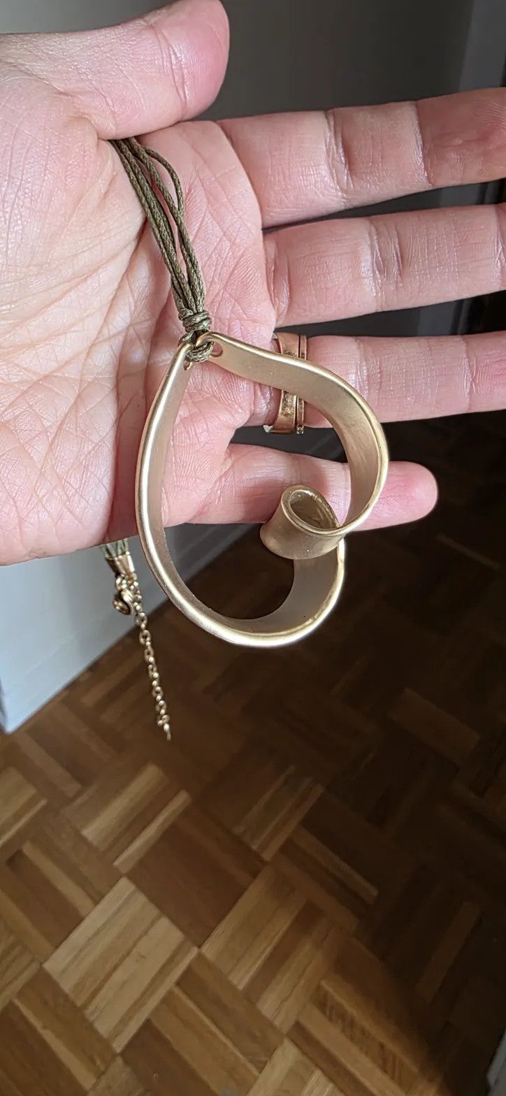 Other Gold Sculptural Pendant Necklace | Multi-strand Cord Size ONE SIZE - 2 Thumbnail