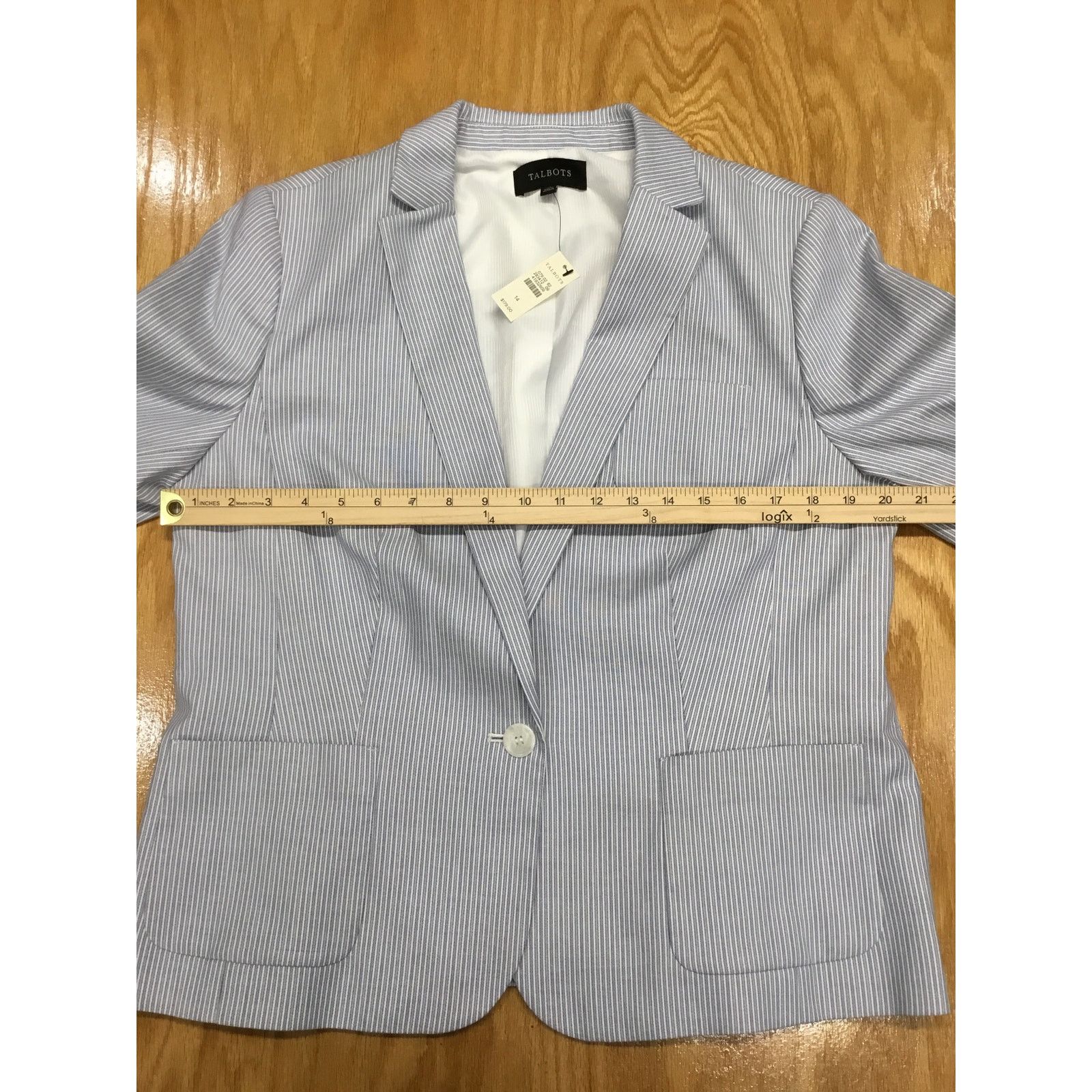 The Unbranded Brand Talbots Blazer Women's 14 Blue Striped Stretch Jacket NWT Size XL / US 12-14 / IT 48-50 - 6 Thumbnail