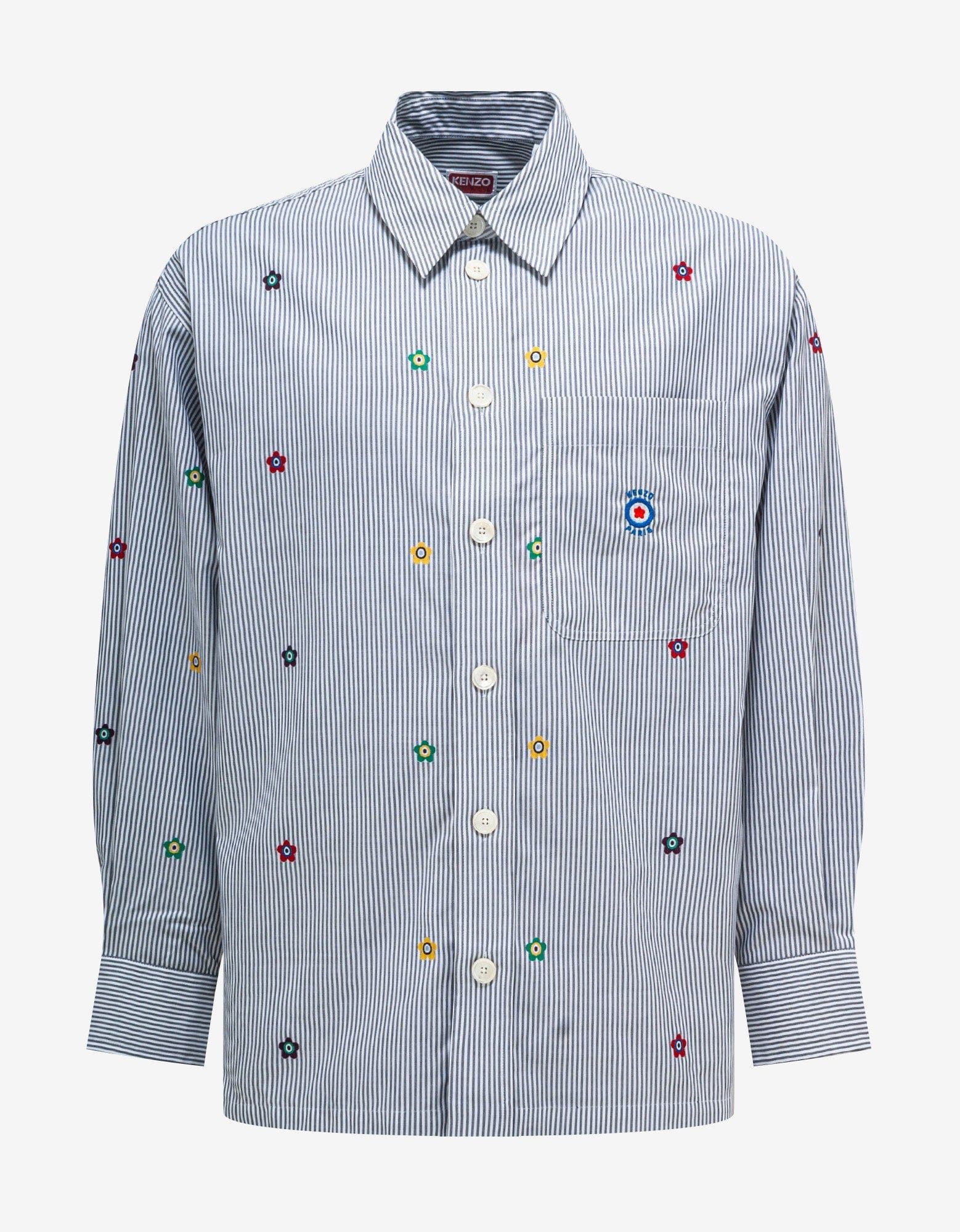 image of Grey 'Kenzo Target Embroidered Striped Shirt, Men's (Size Small)