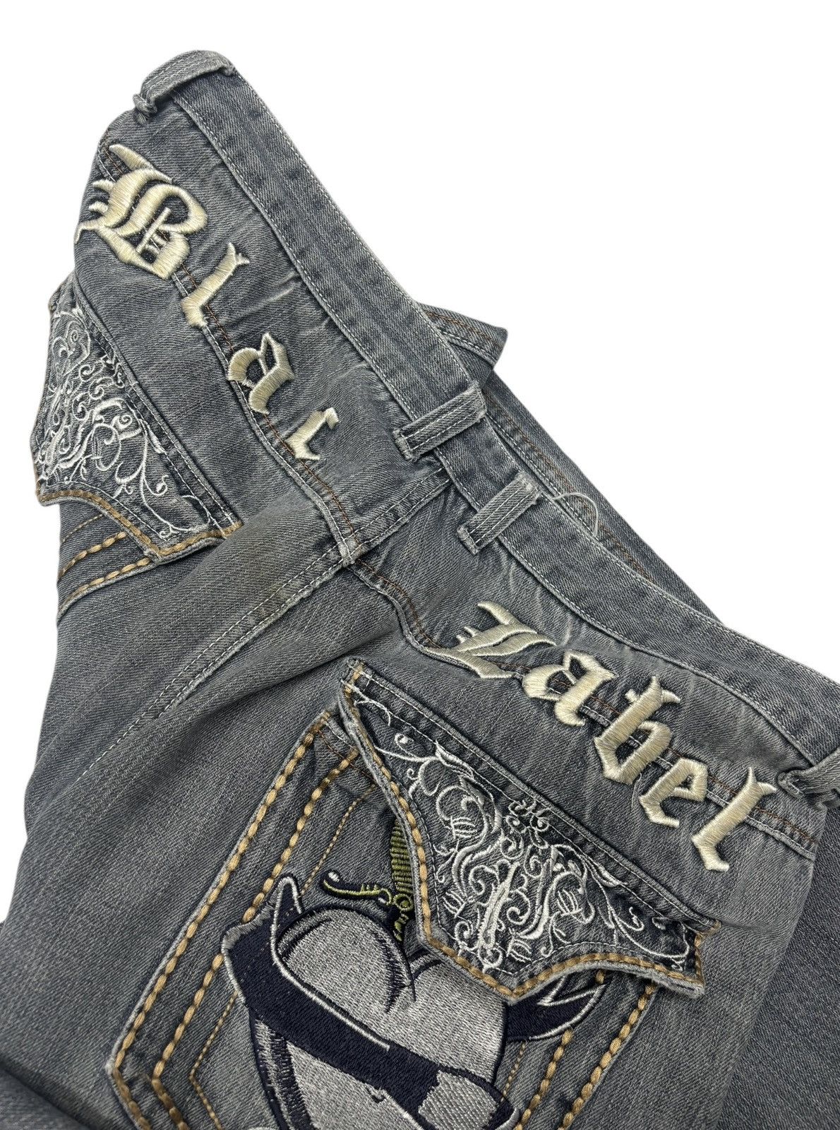 Black Label × Independent Truck Co. × Japanese Brand 🔥RARE VINTAGE BLAC LABEL WIDE BAGGY JEANS LOVE EMBROIDERY Size US 40 / EU 56 - 7 Thumbnail