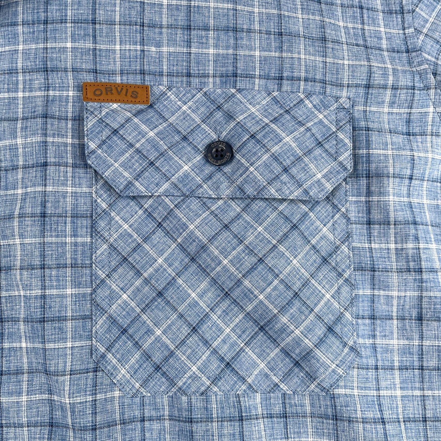 Orvis Orvis Button-Up Shirt Short Sleeve Mens Blue Check Lightweight Pocket 2XL Size US XXL / EU 58 / 5 - 2 Thumbnail
