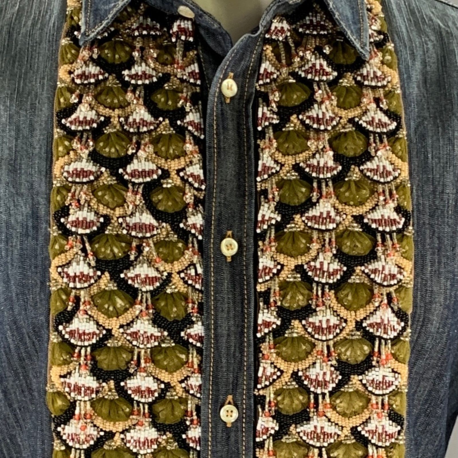 Dsquared2 DSQUARED2 XS Indigo Embroidery Denim Button Up Long Sleeve Size US S / EU 44-46 / 1 - 2 Thumbnail