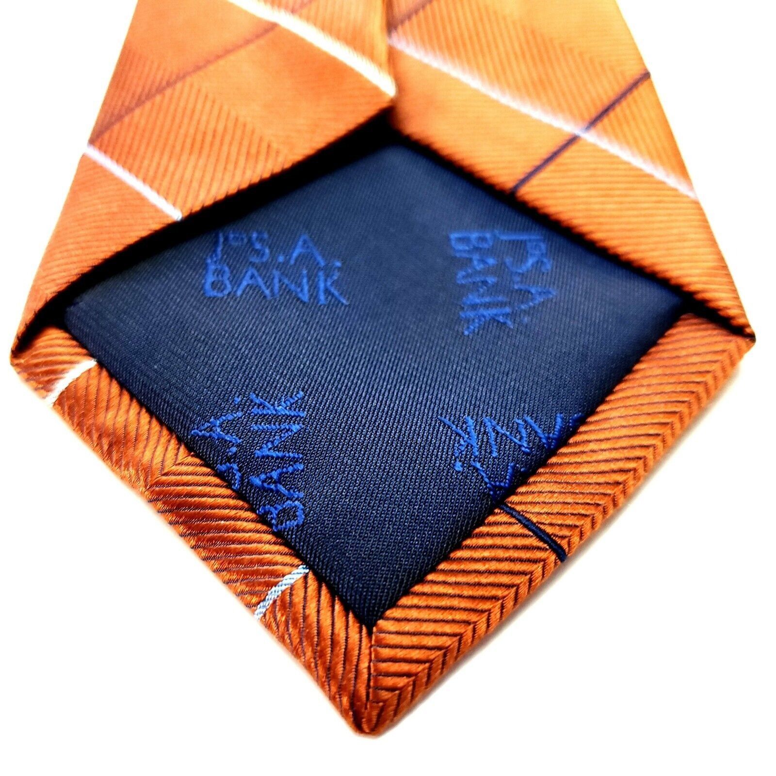 Jos. A. Bank Jos A Bank Silk Tie Woven Orange Plaid Skinny Size ONE SIZE - 4 Thumbnail