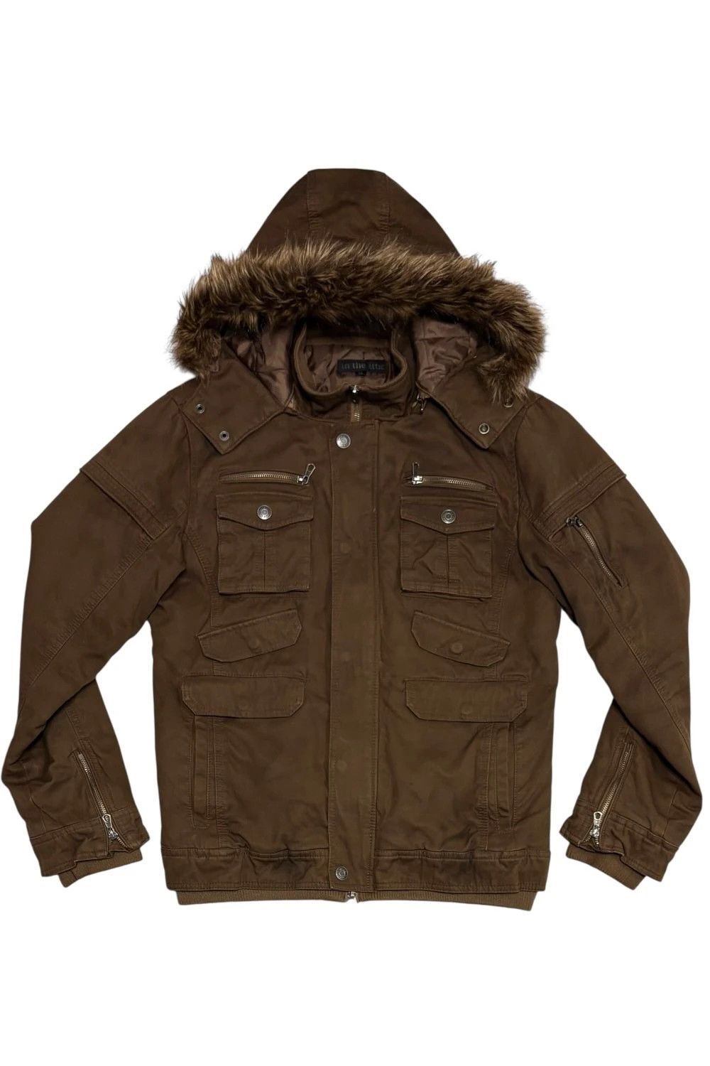 In The Attic In The Attic brown fur hood brown tactical utility jacket Size US M / EU 48-50 / 2 - 2 Thumbnail