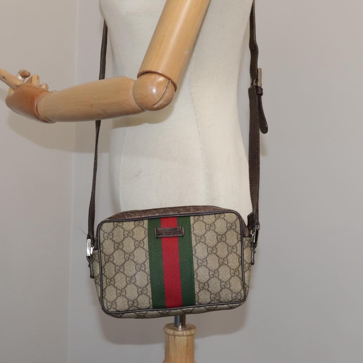 Gucci GUCCI GG Supreme Web Sherry Line Shoulder Bag Beige Silver Size ONE SIZE - 23 Thumbnail
