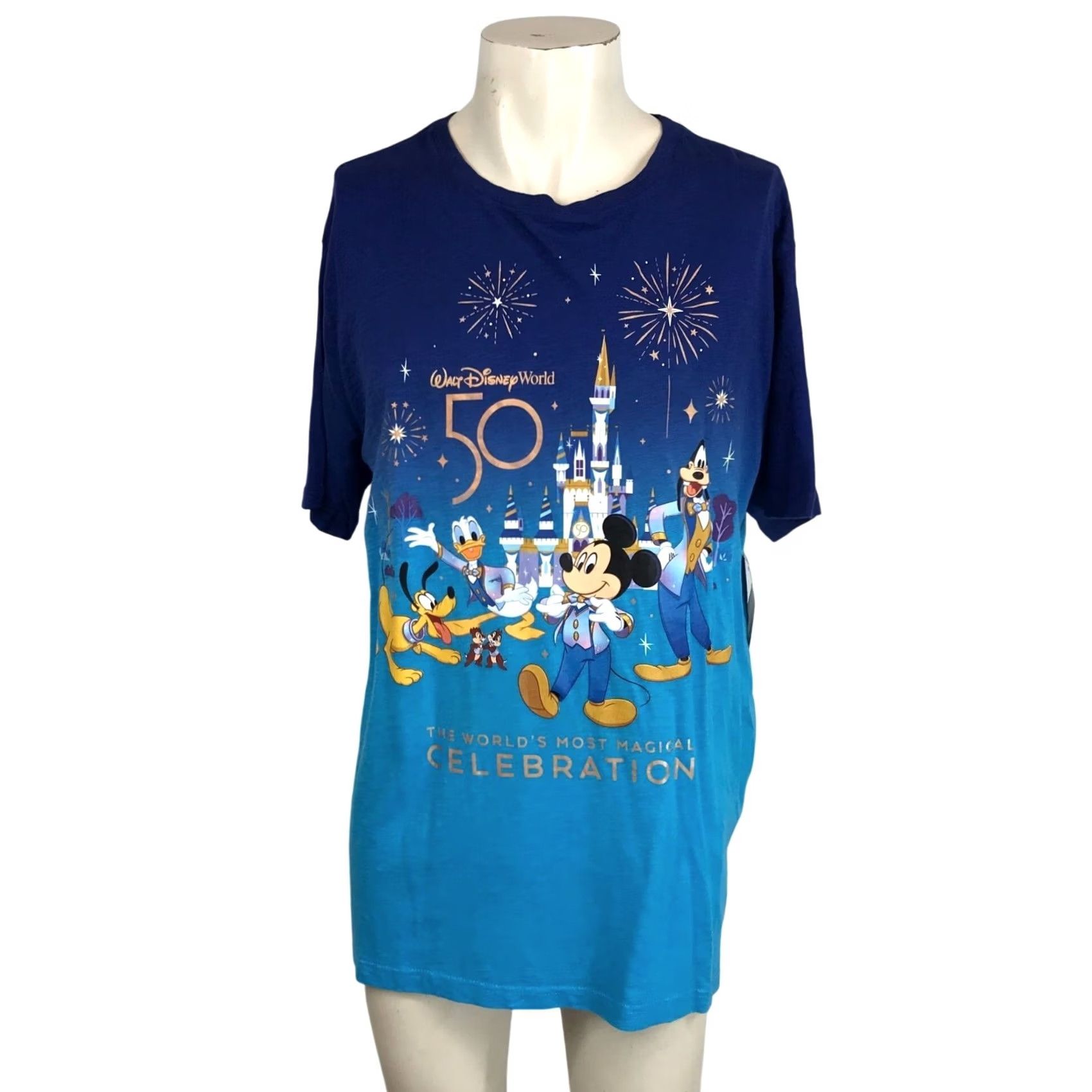 Disney DISNEY MEN'S L BLUE WALT DISNEY 50TH CELEBRATION SHORT SLEEVE T-SHIRT Size US L / EU 52-54 / 3 - 2 Thumbnail
