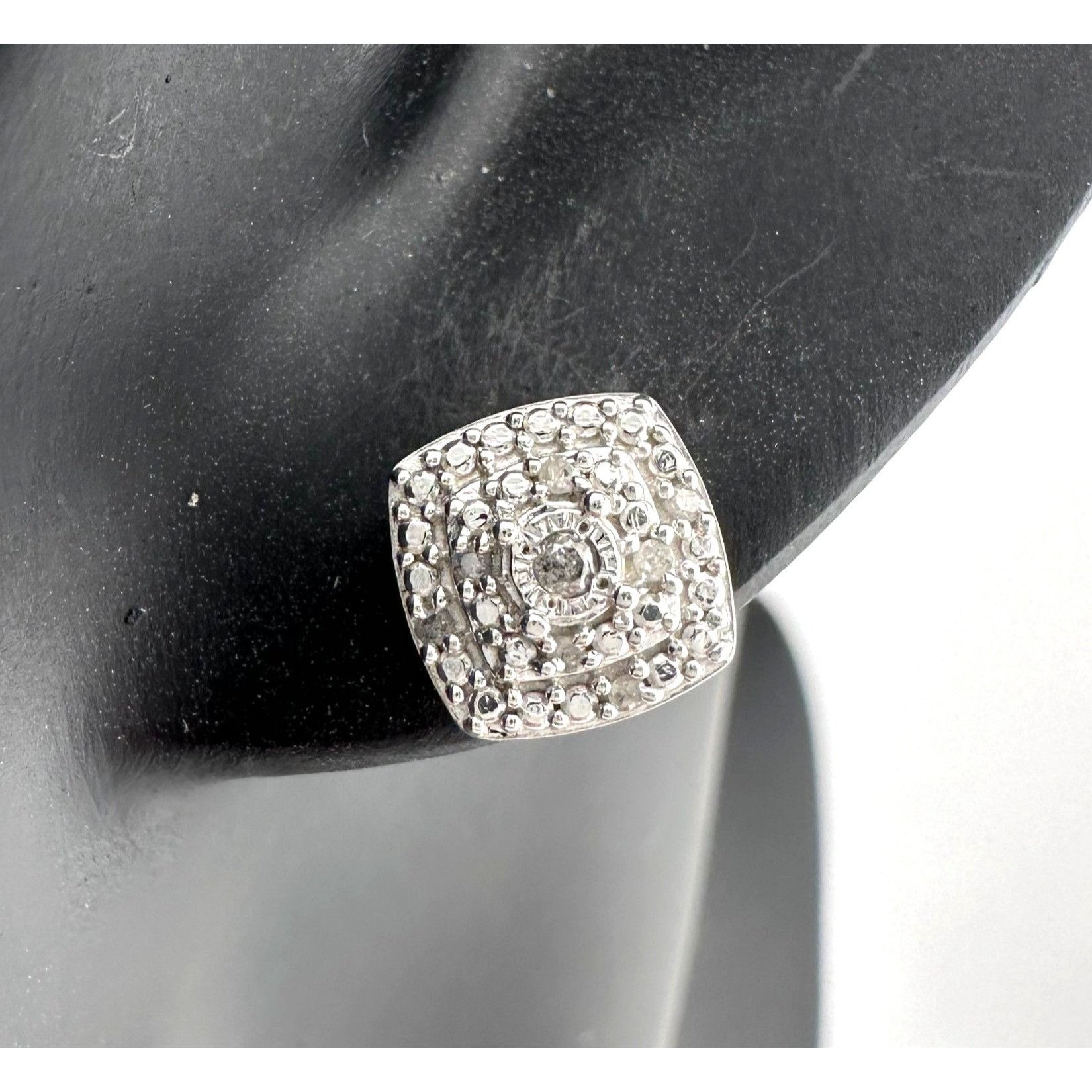 Other Natural Diamond Cushion Cut Stud Earrings Sterling Size ONE SIZE - 1 Thumbnail