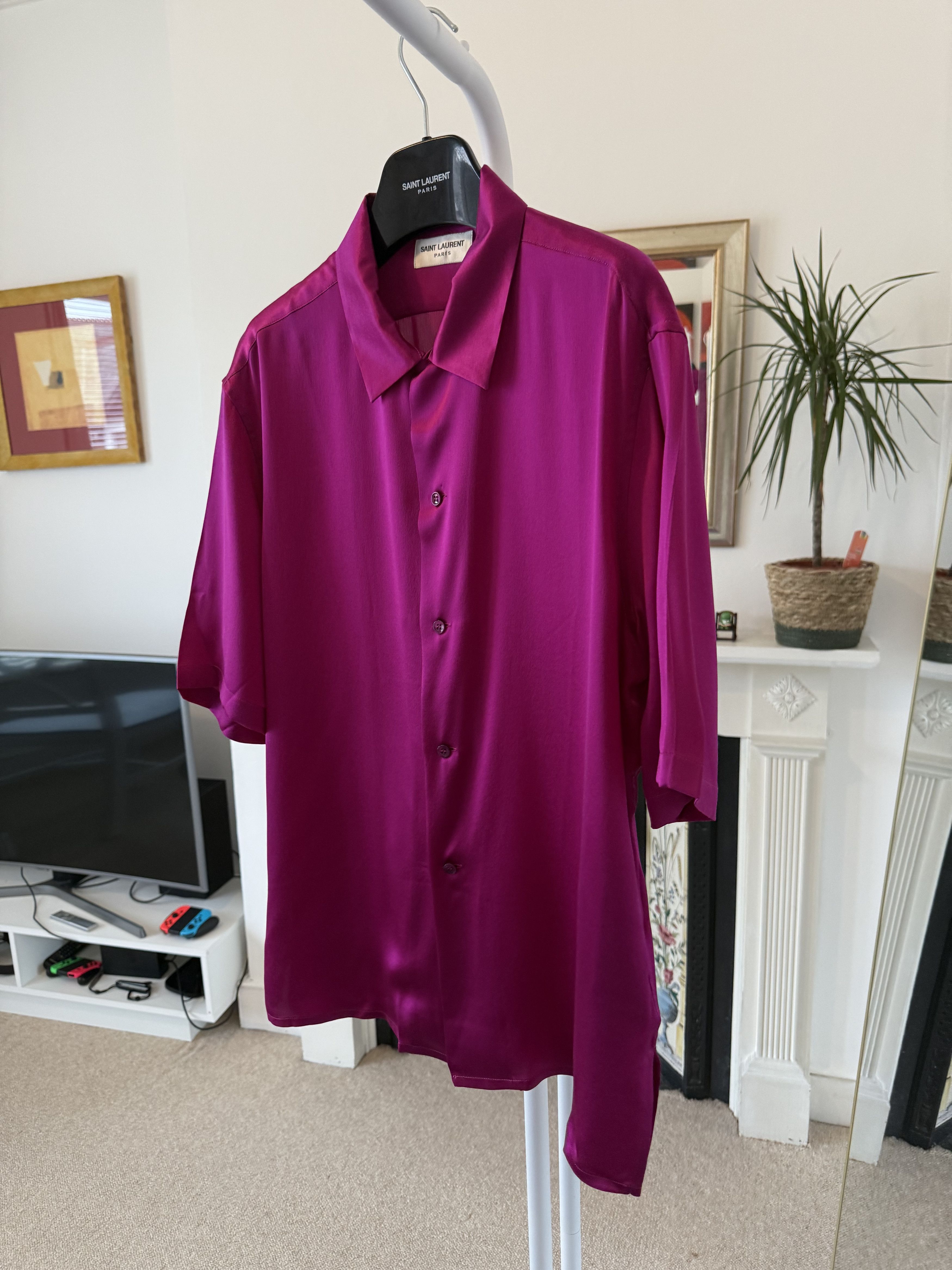 Saint Laurent Paris Saint Laurent Satin Pink Silk Shirt Size US M / EU 48-50 / 2 - 3 Thumbnail
