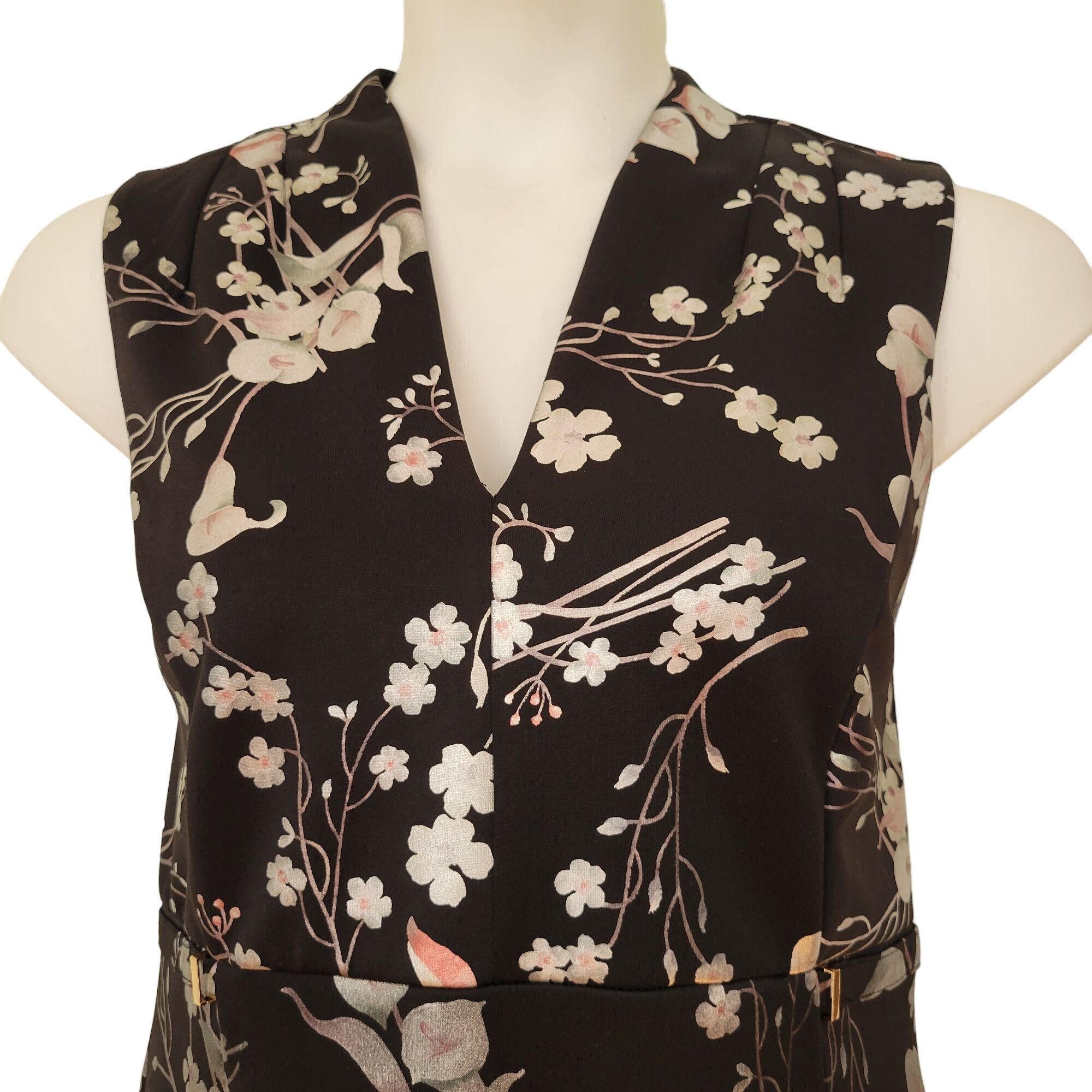 Vintage Stella Julie 14W Metallic Floral Print Sleeveless Sheath Dre Size XL / US 12-14 / IT 48-50 - 2 Thumbnail
