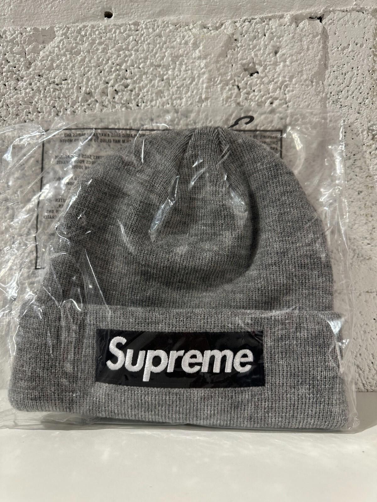 New Era NEW Supreme New Era Box Logo Beanie Heather Grey FW22 Size ONE SIZE - 1 Thumbnail