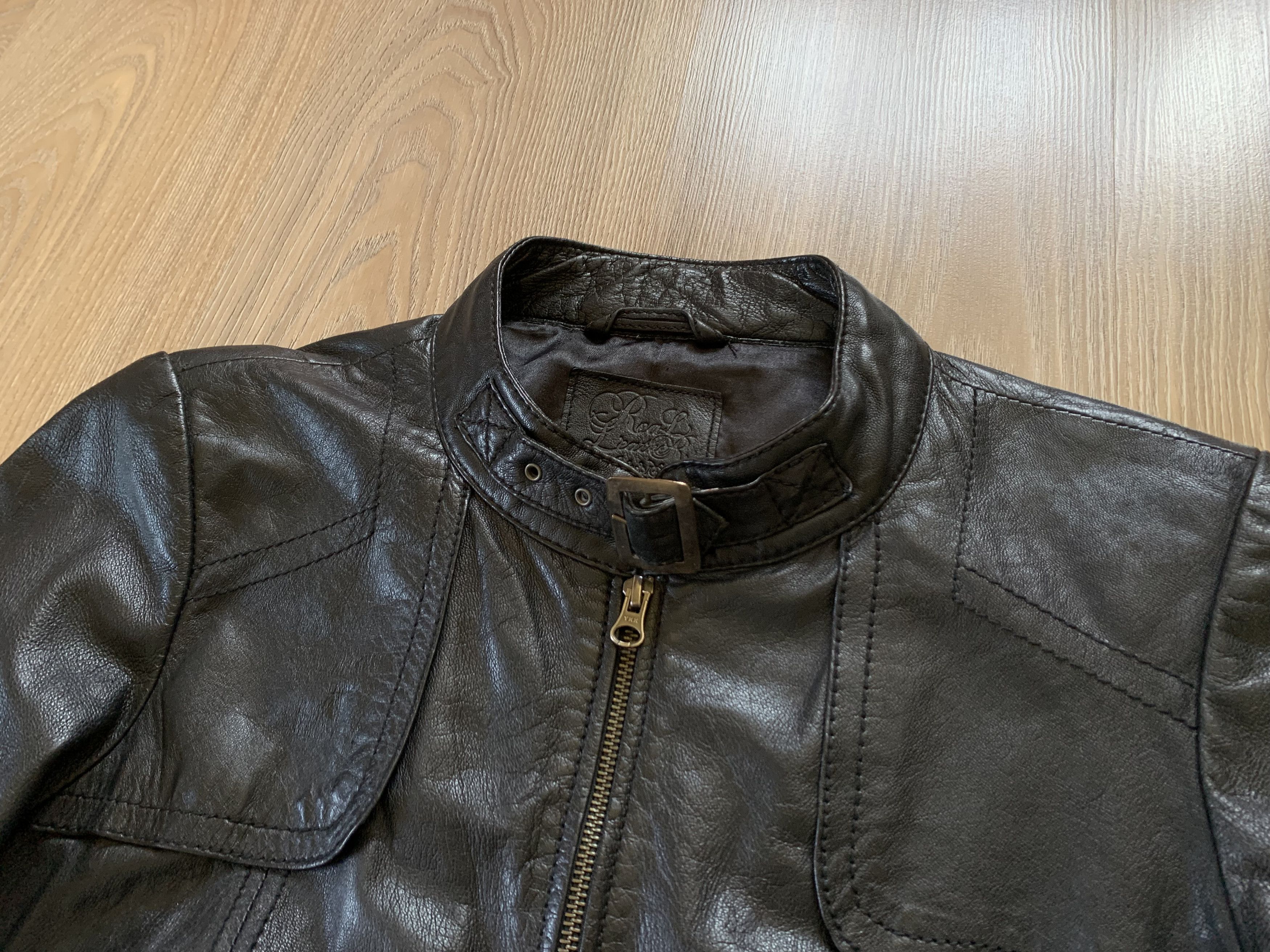 Genuine Leather × Stradivarius Stradivarius Womens Black Leather Multi Pocket Biker Jacket Size L / US 10 / IT 46 - 5 Thumbnail