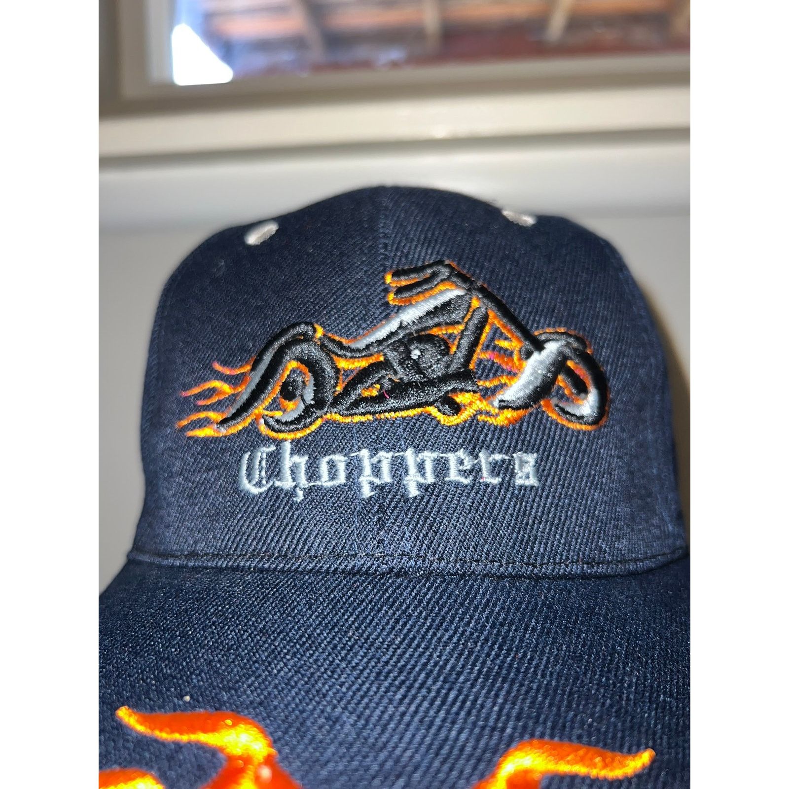 Vintage Y2K Choppers Motorcycle Flames Orange Hat Headwear 2000s OS Size ONE SIZE - 3 Thumbnail