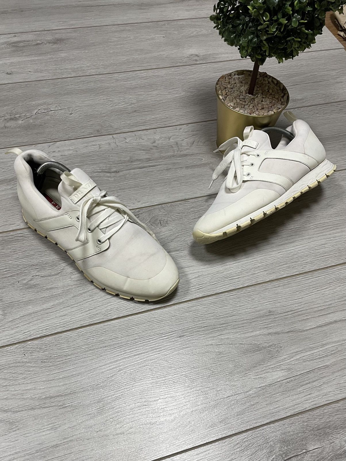 Prada Prada white tab sneakers logo Size US 11.5 / EU 44-45 - 1 Thumbnail