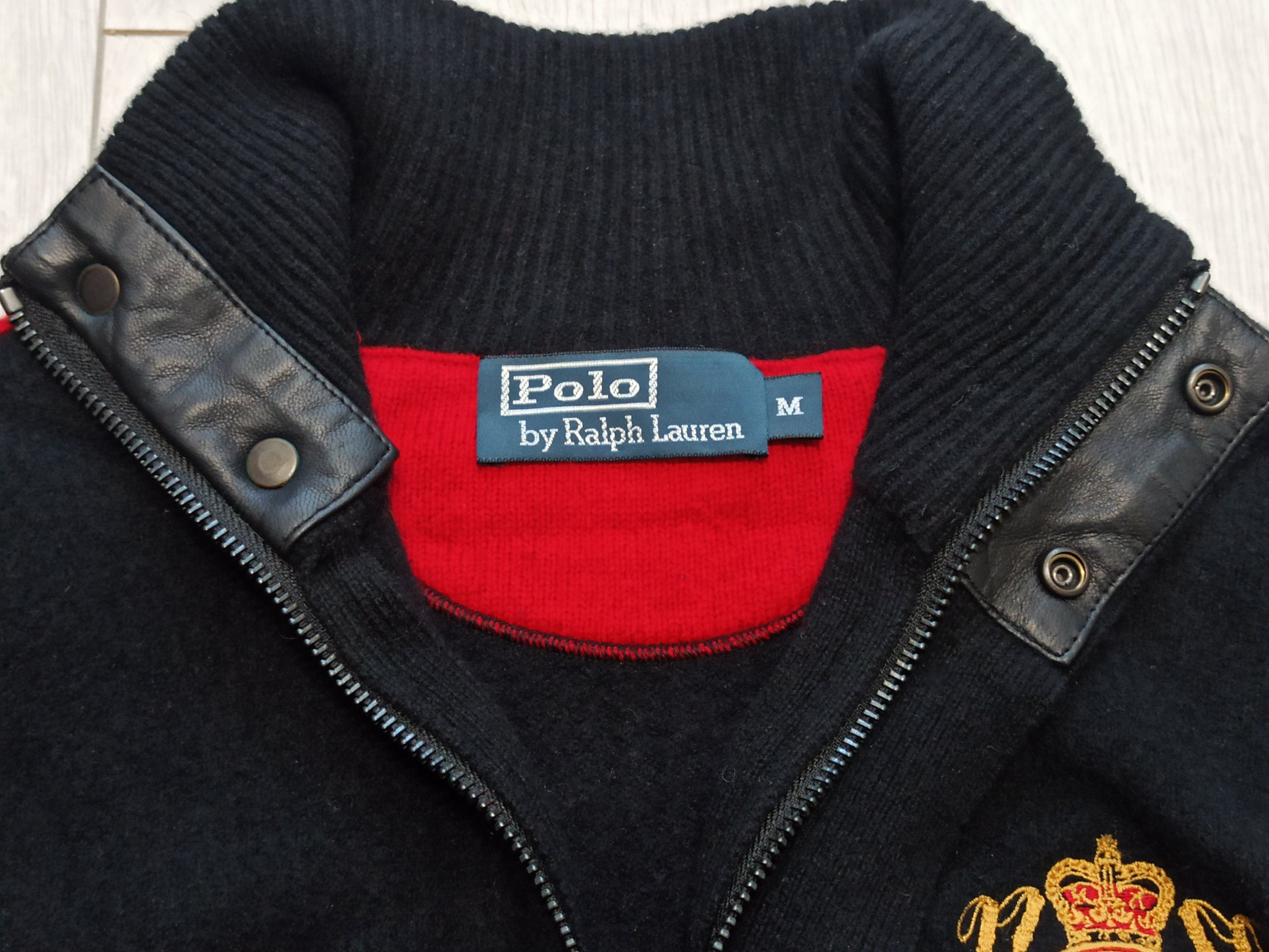 Polo Ralph Lauren Polo Ralph Lauren Black Lambswool Crest Leather Trim Jacket Size US M / EU 48-50 / 2 - 2 Thumbnail