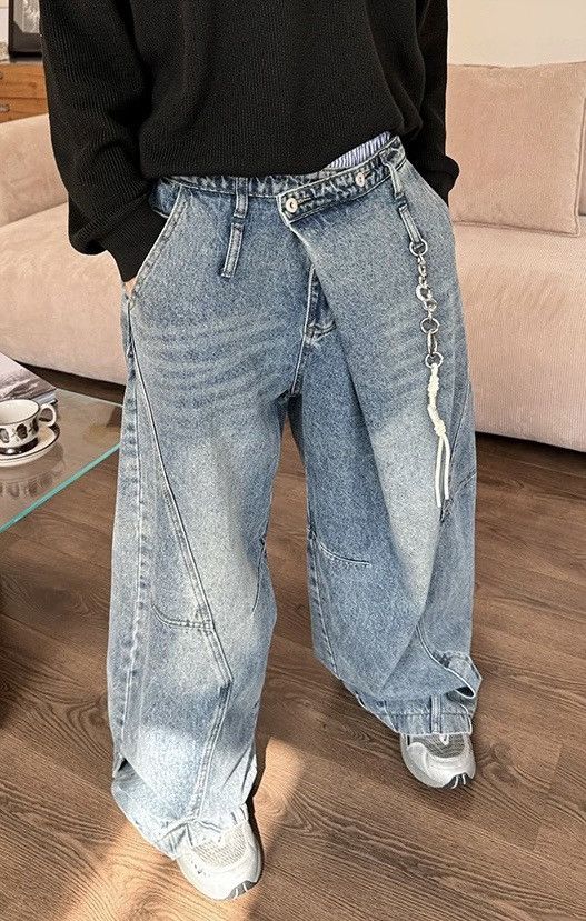 Retro cleanfit outdoor faded wrap flare jeans pants