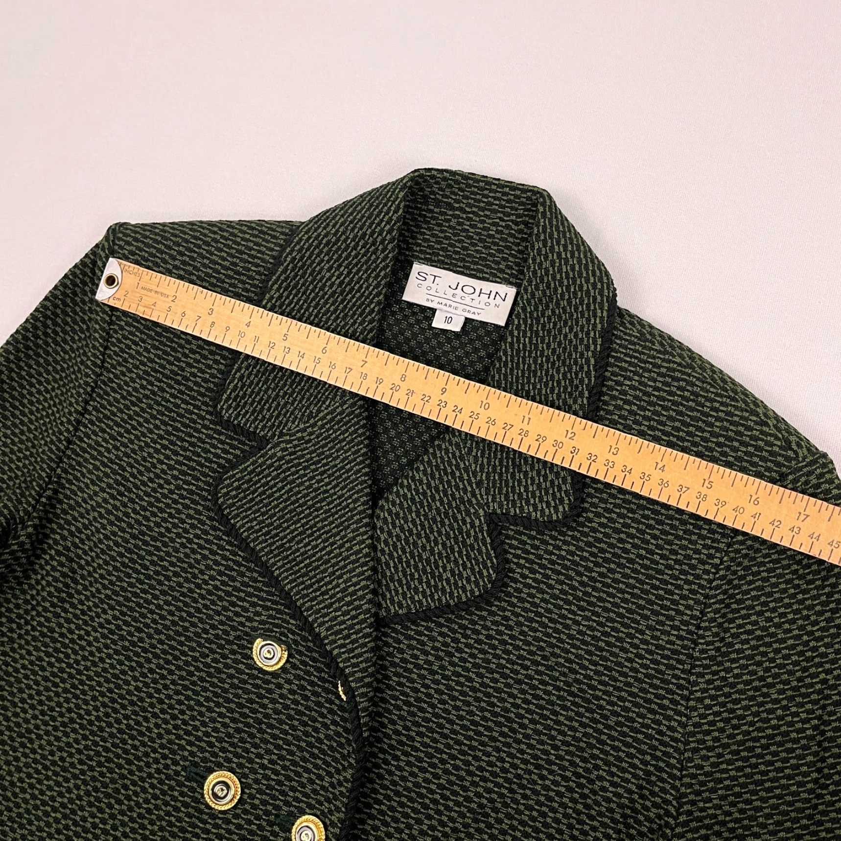 St. John VINTAGE St. John Blazer Womens 10 Double-Breasted Wool Knit Solid Green Notch Lapel Suit Jacket/Blazer Womens Size 10 Size L / US 10 / IT 46 - 7 Thumbnail