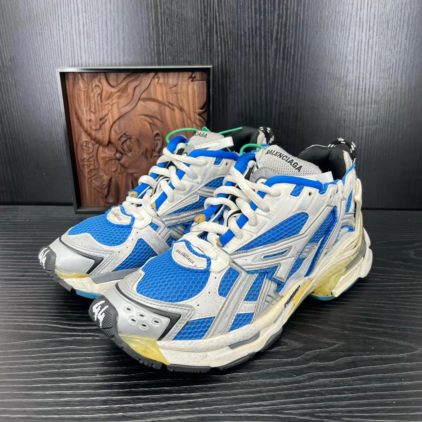 Balenciaga Balenciaga Runner Distressed White/Blue 44 Worn 2x Size US 11 / EU 44 - 1 Thumbnail