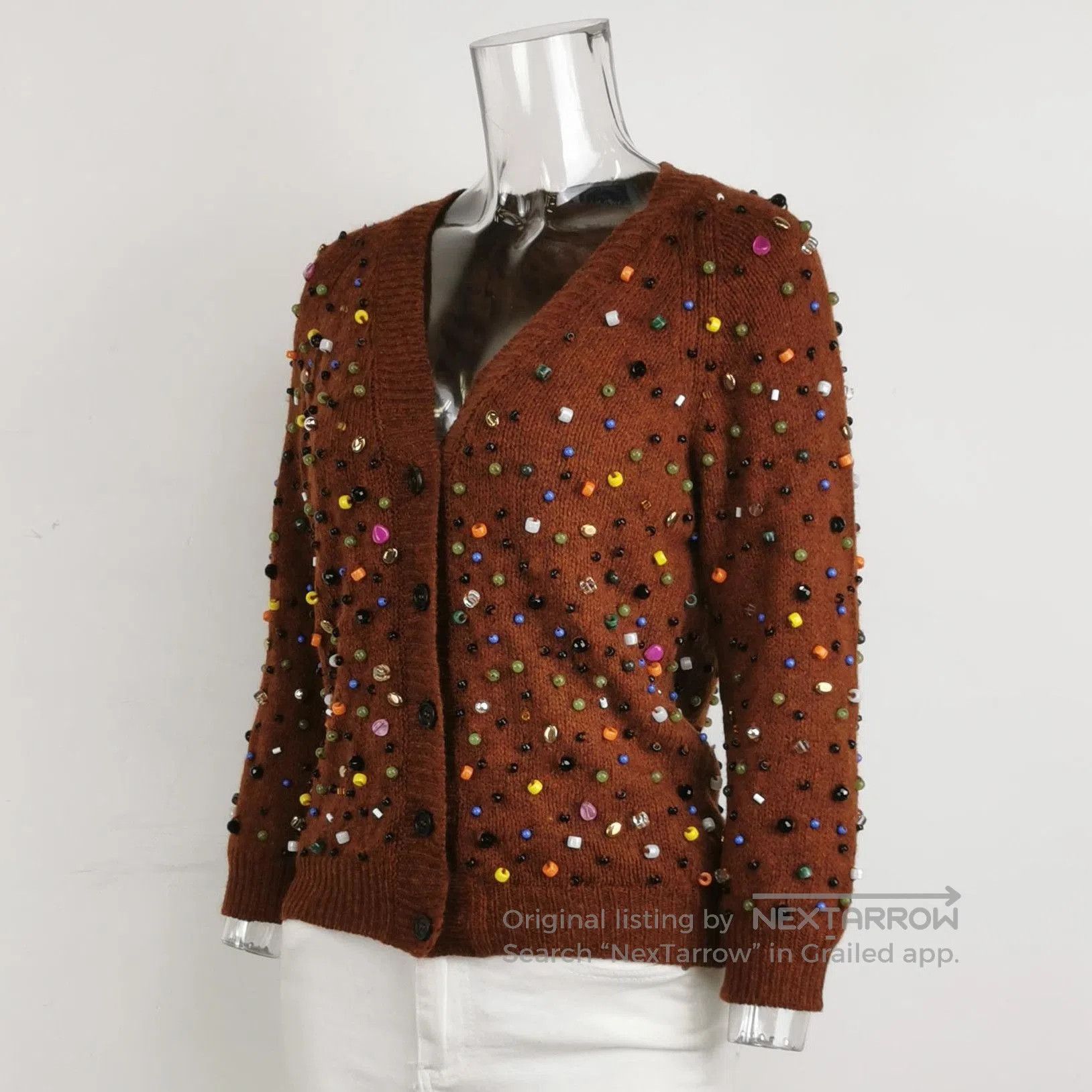 Prada Prada Wool V-Neck Beaded Cardigan Size 42 . Size US L / EU 52-54 / 3 - 2 Thumbnail