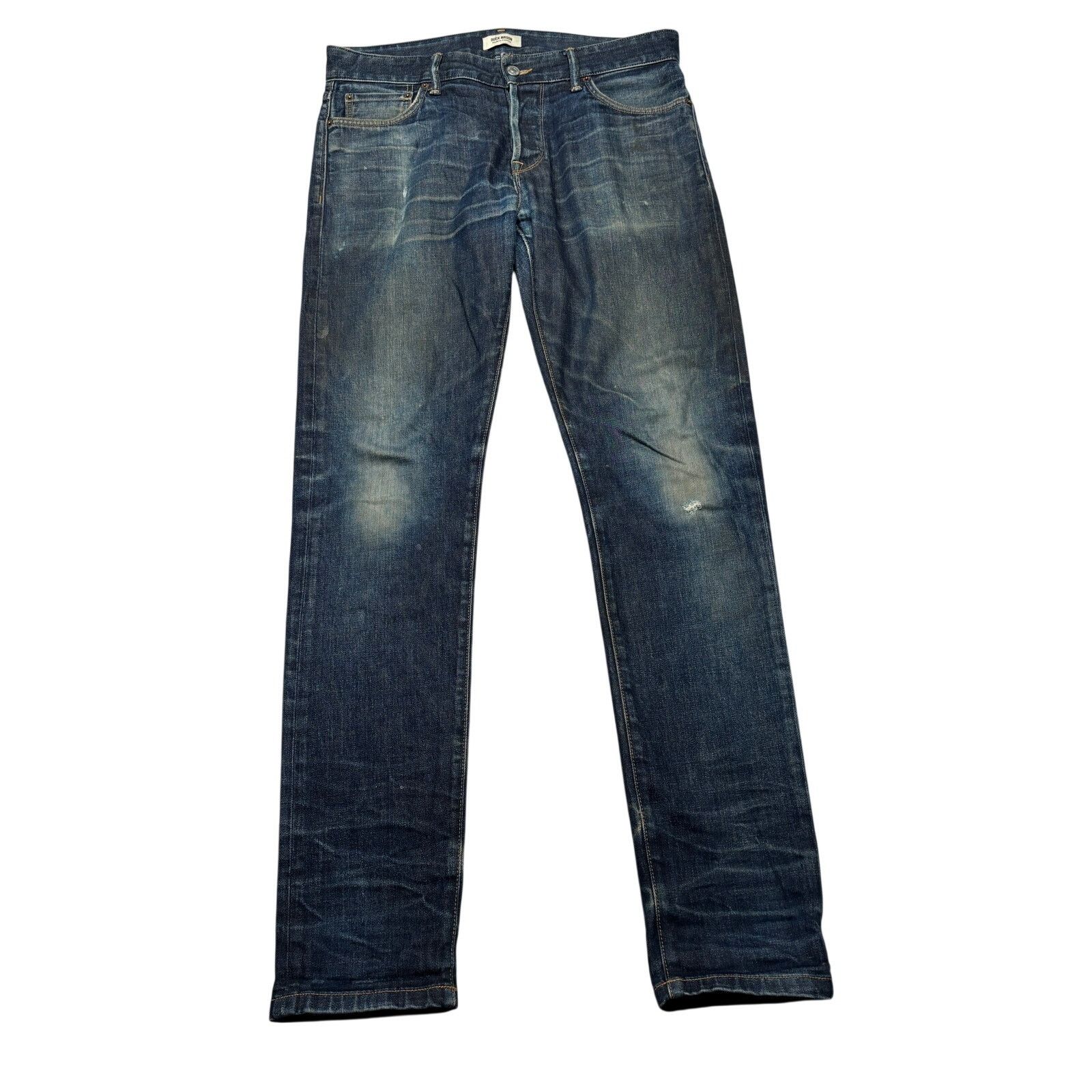 Buck Mason Slim Fit 14oz Denim Jeans Mens's 32x34 Whisker in Blue, Men's