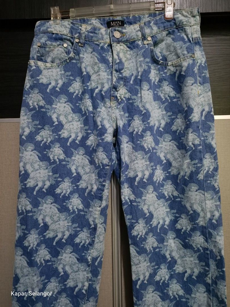 Boohoo × Hysteric Glamour BoohooMAN full print relaxed jeans Size US 35 - 2 Thumbnail