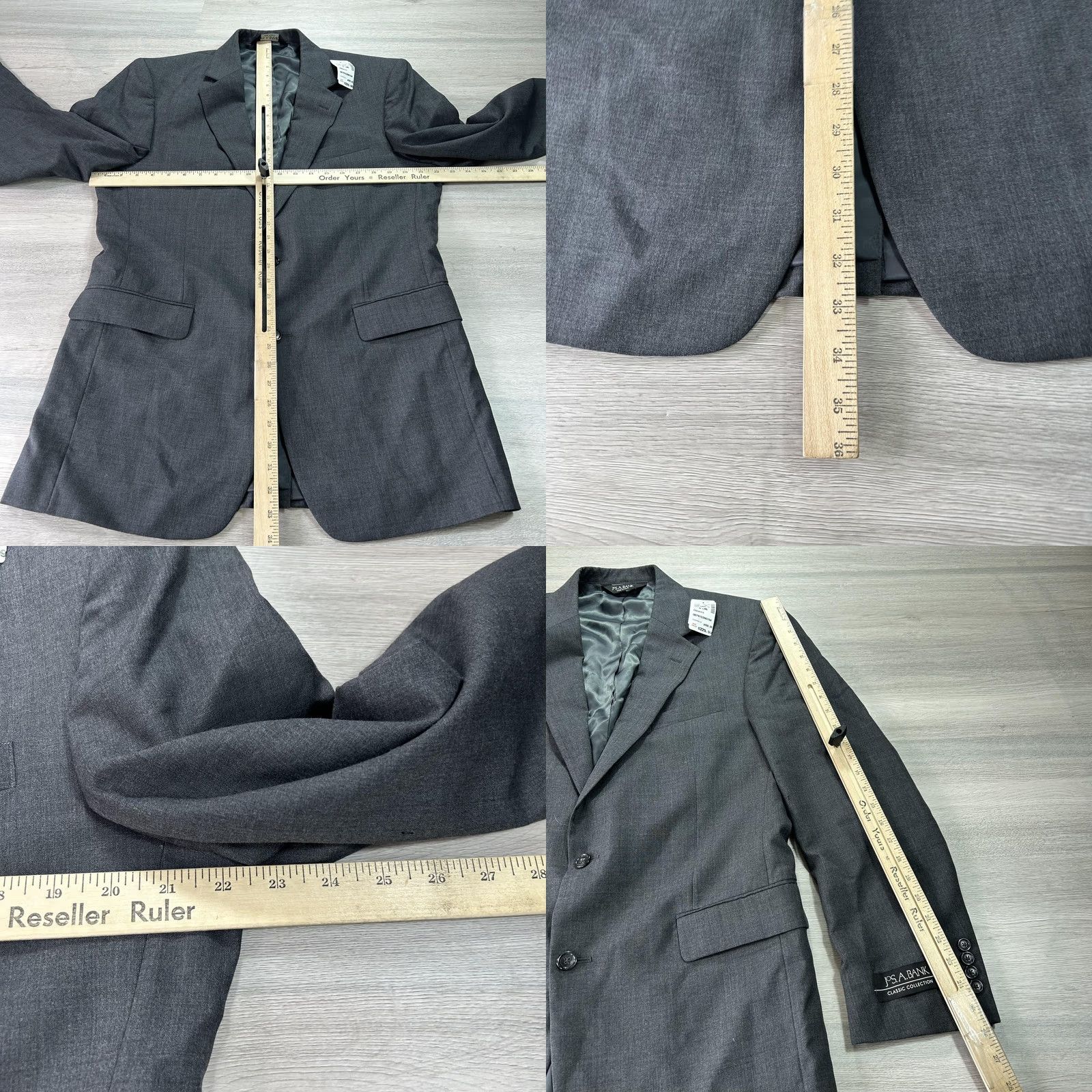 Jos. A. Bank Jos. A. Bank Blazer Mens 42L Gray Classic Collection Wool 2 Button Sport Coat Size 42R - 9 Thumbnail
