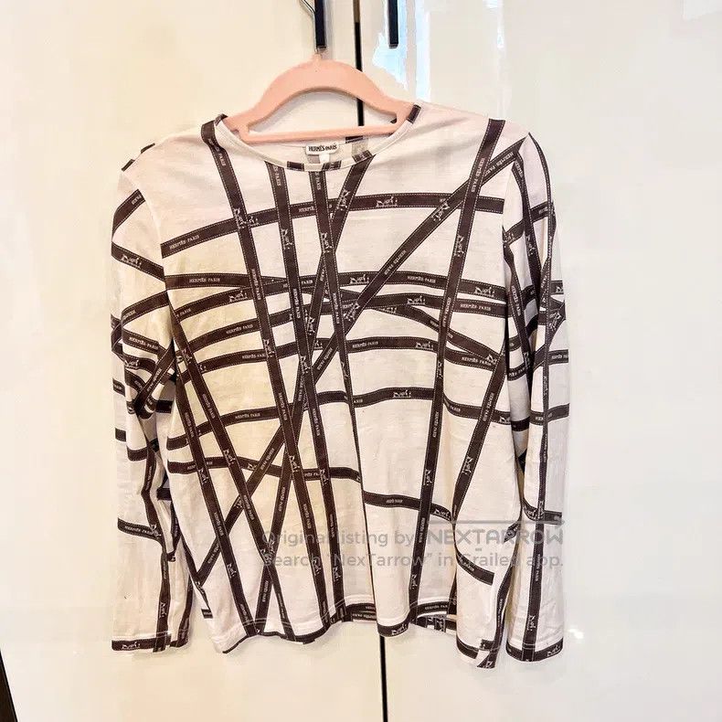 Hermes Hermes Vintage ribbon print long-sleeved T-shirt, 100% pur Size XS / US 0-2 / IT 36-38 - 1 Thumbnail