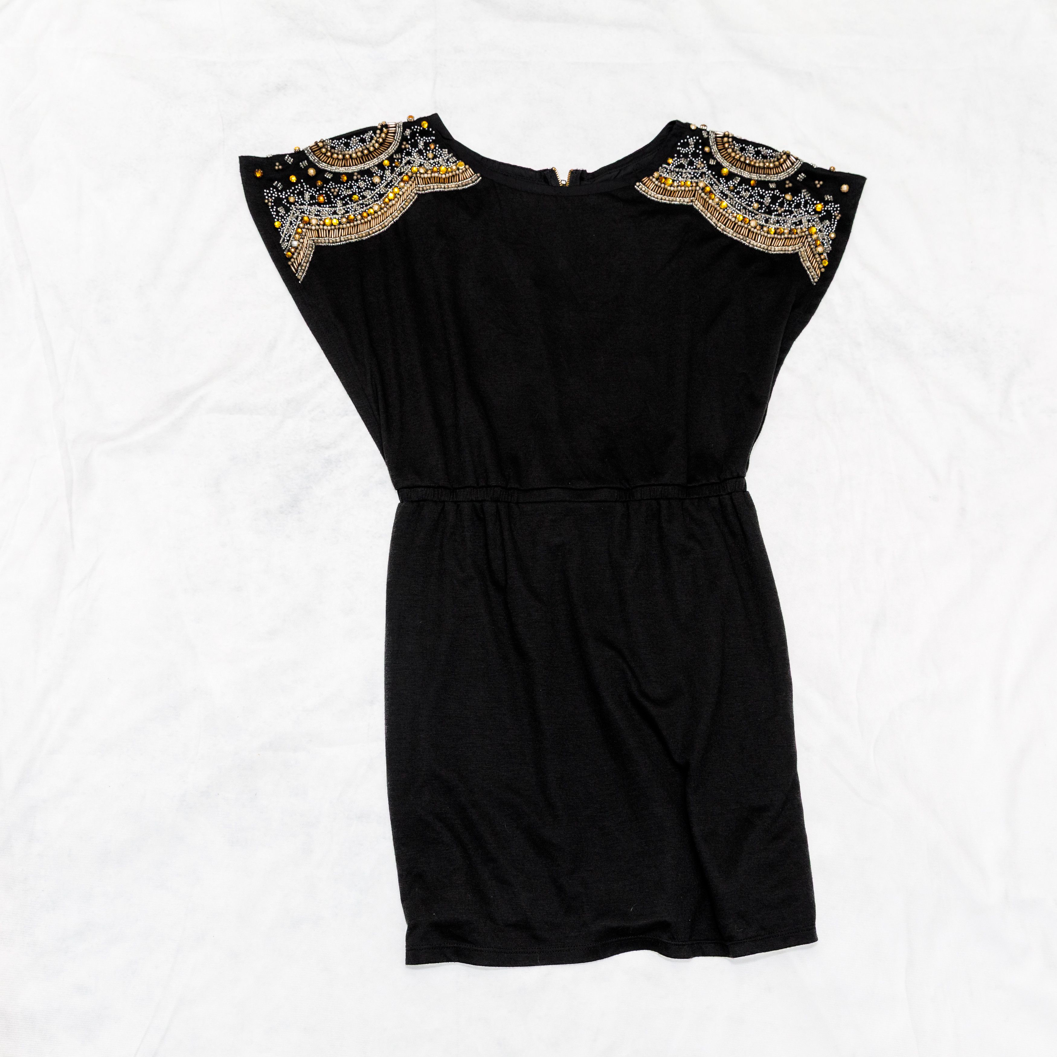 Other Isabel Lu Wool Studded Beaded Rhinestone Mini Black Dress Size S / US 4 / IT 40 - 8 Thumbnail