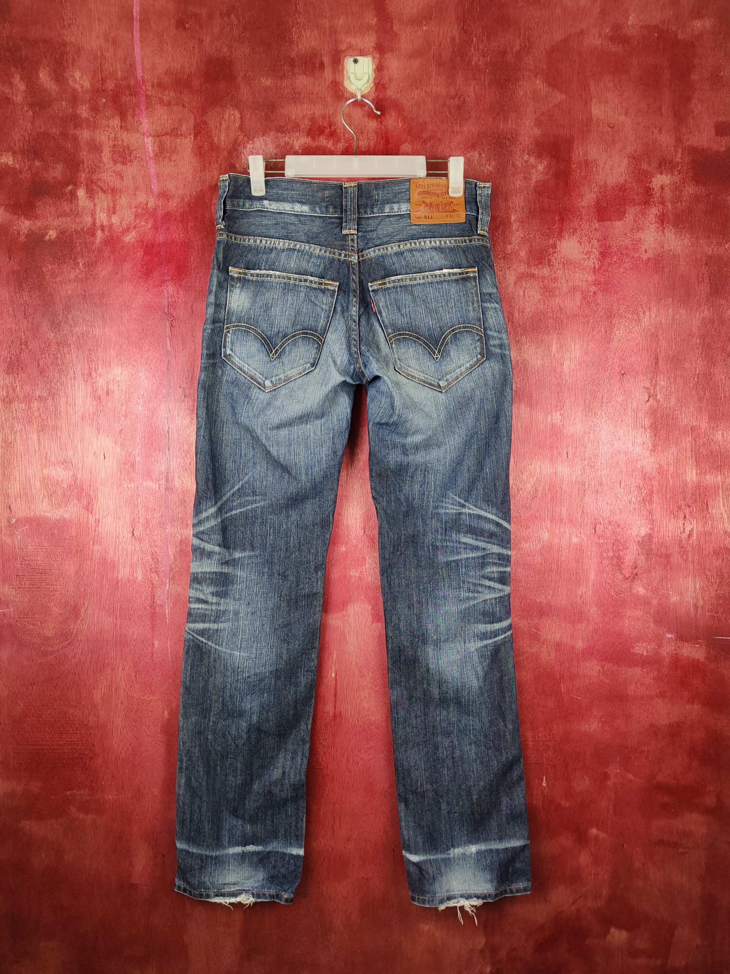 Levi's 511 Levi's Dark Blue Distressed ripped vintage Denim #S1534 Size US 30 / EU 46 - 8 Thumbnail