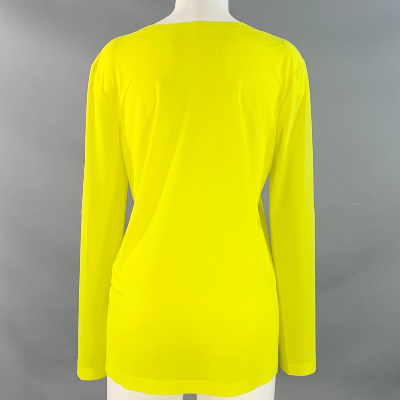 Norma Kamali NORMA KAMALI S Yellow Neon Polyester Crew Neck Casual Top Size S / US 4 / IT 40 - 3 Thumbnail