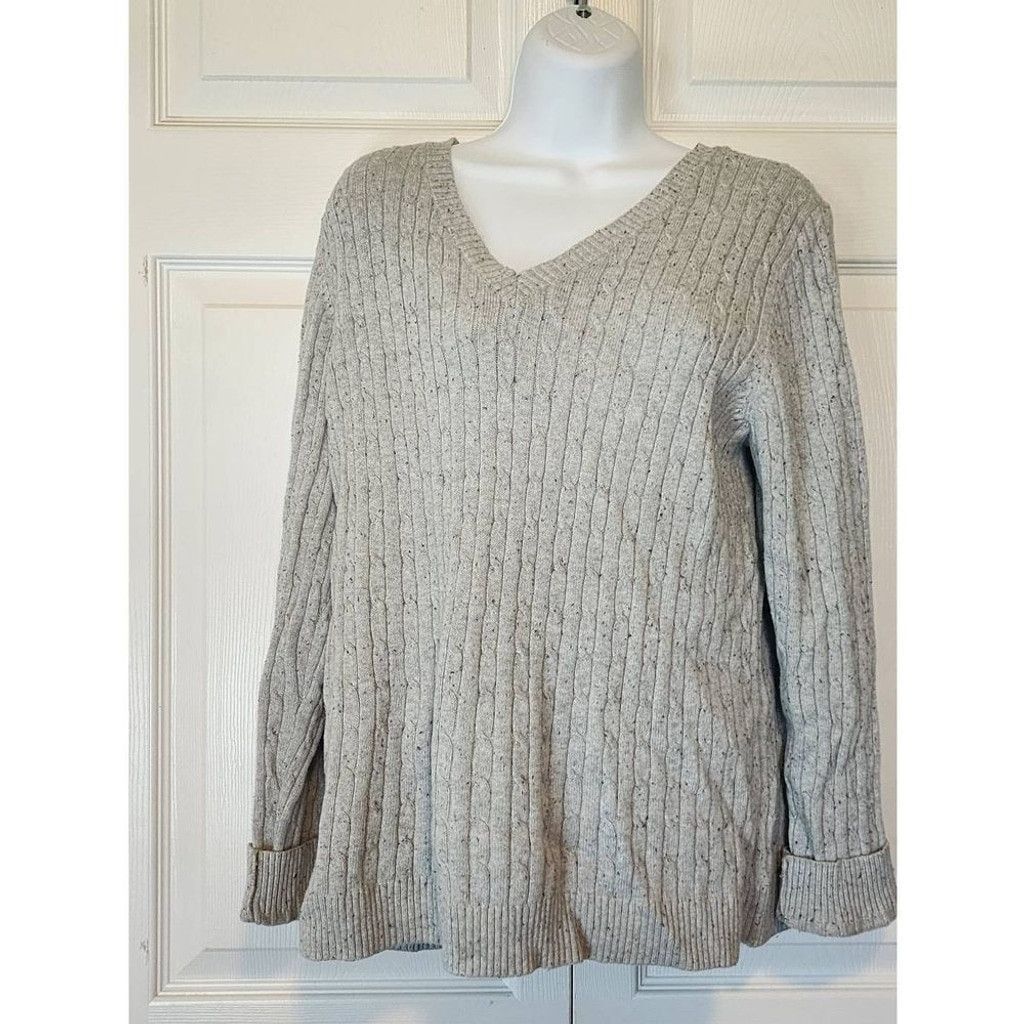 Croft & Barrow Croft & Barrow Gray Fuzzy Sweater Size L / US 10 / IT 46 - 1 Thumbnail