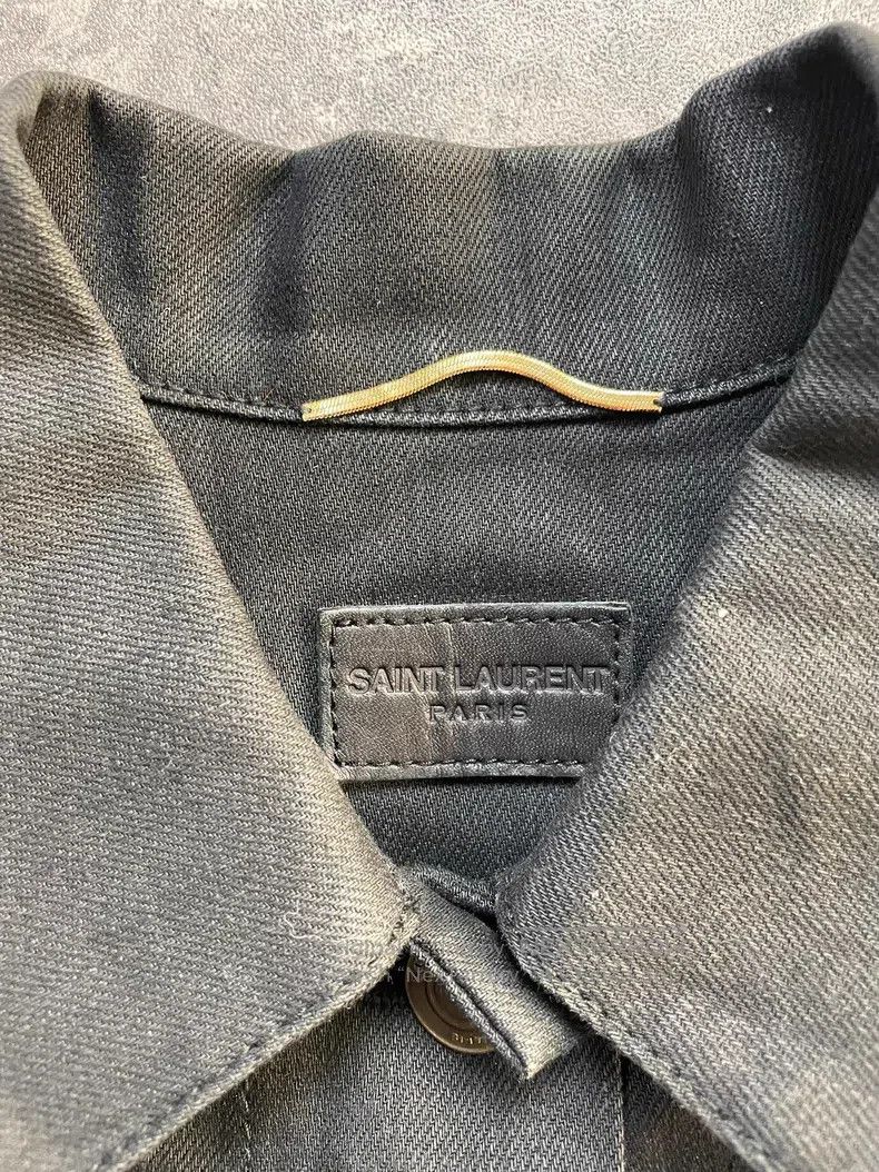 Saint Laurent Paris Saint Laurent Paris Waxed Black Denim Jacket Size US S / EU 44-46 / 1 - 4 Thumbnail