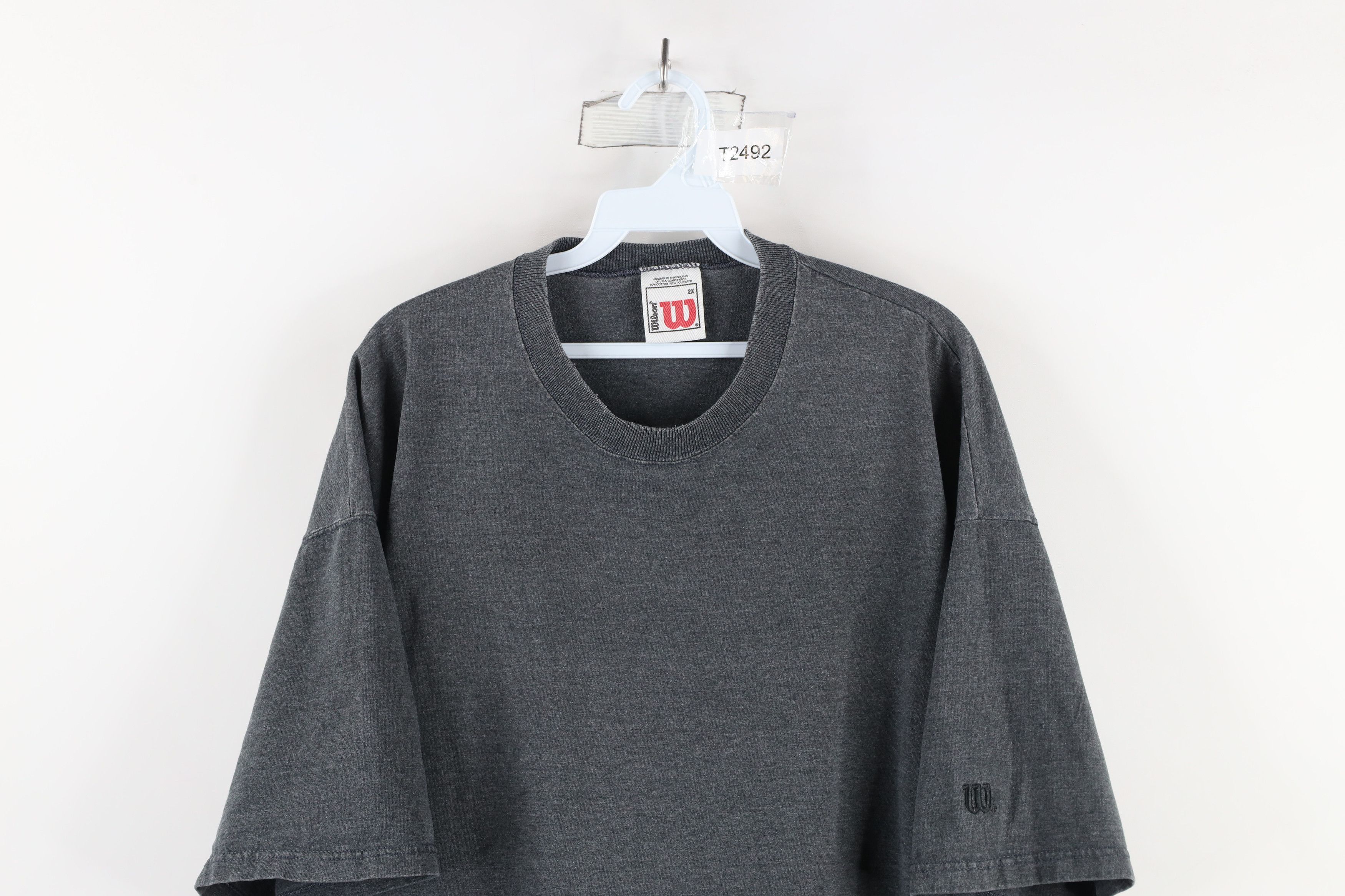 Vintage Vintage 90s Wilson Blank Short Sleeve T-Shirt Heather Gray Size US XXL / EU 58 / 5 - 2 Thumbnail