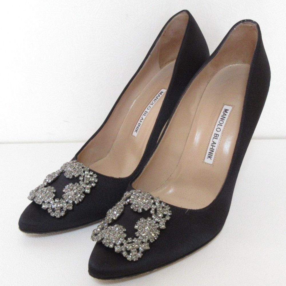 Manolo Blahnik Manolo Blahnik Manolo Blahnik Hangisi Satin Pumps Textile Shoes DUTY FREE for USA Size ONE SIZE - 1 Thumbnail