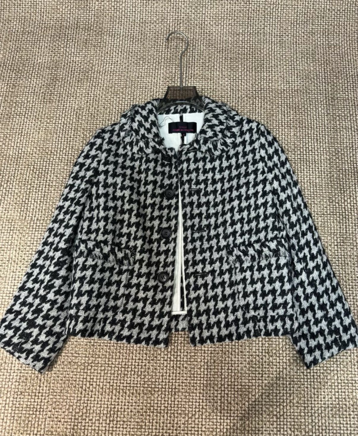Comme des Garcons Comme des Garçons Houndstooth Raw-Edge Short Wool Coat K23 Size S / US 4 / IT 40 - 1 Thumbnail